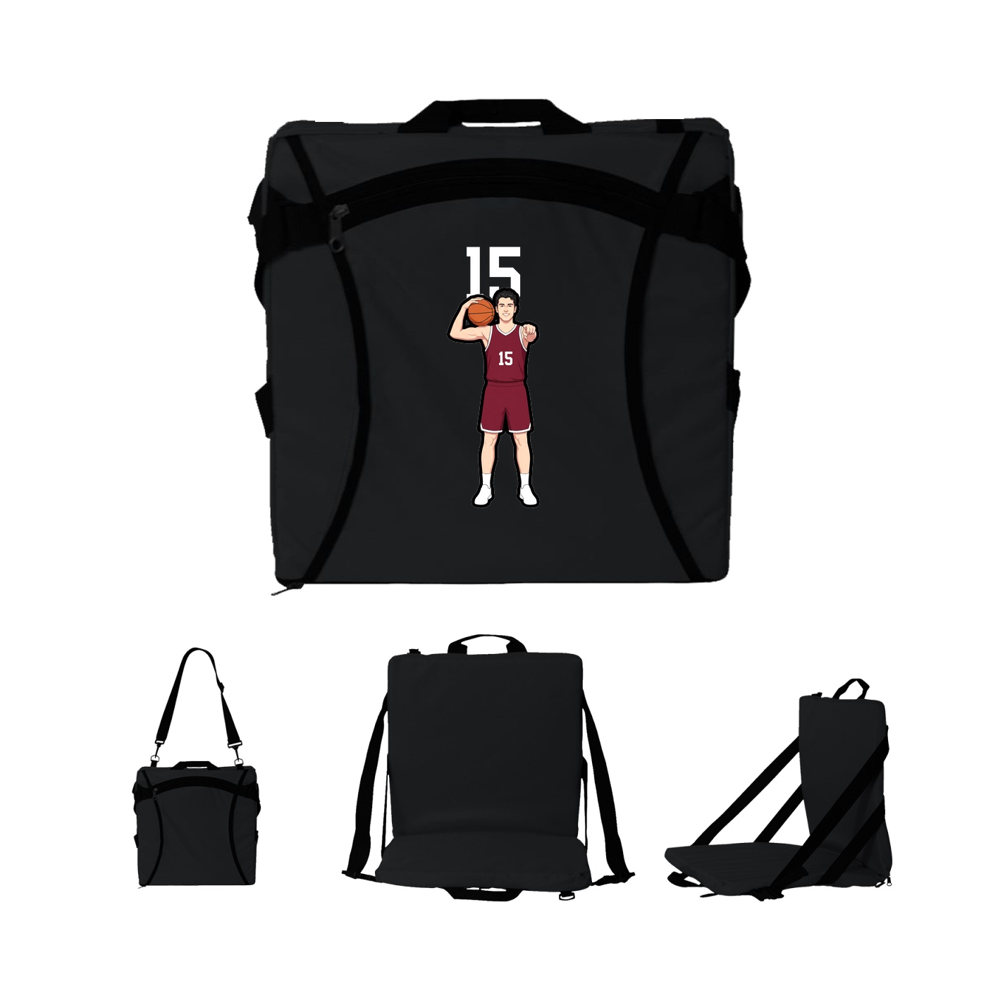 Folding Stadium Seat — Number Top in Black