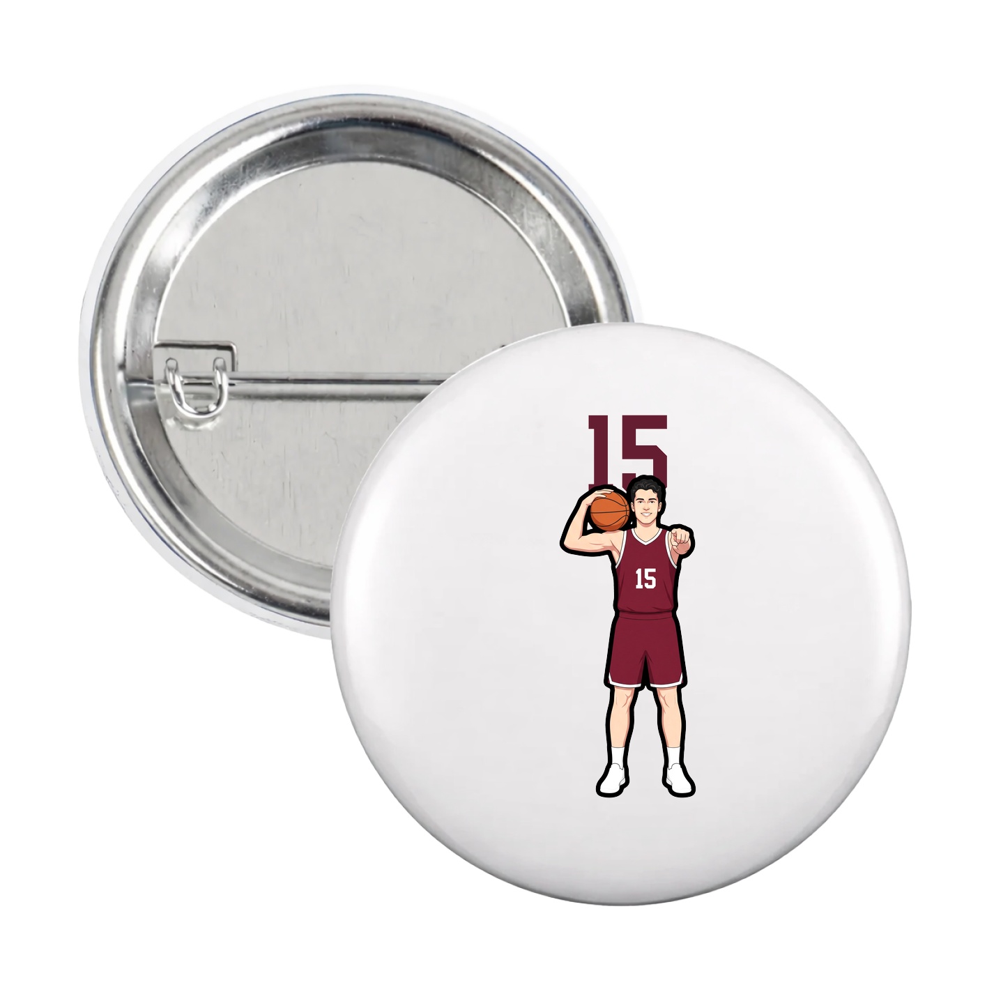 Game Day Button — Number Top in White