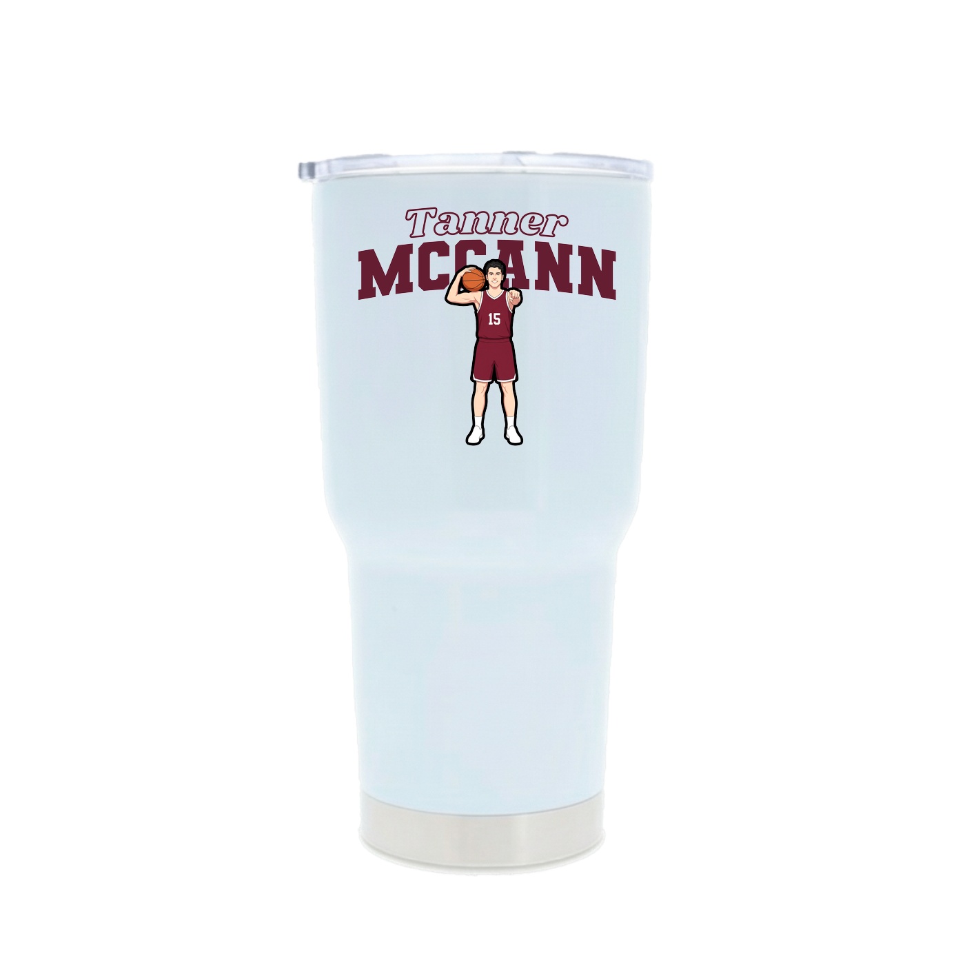 30oz Stainless Steel Tumbler — Name Arch in White