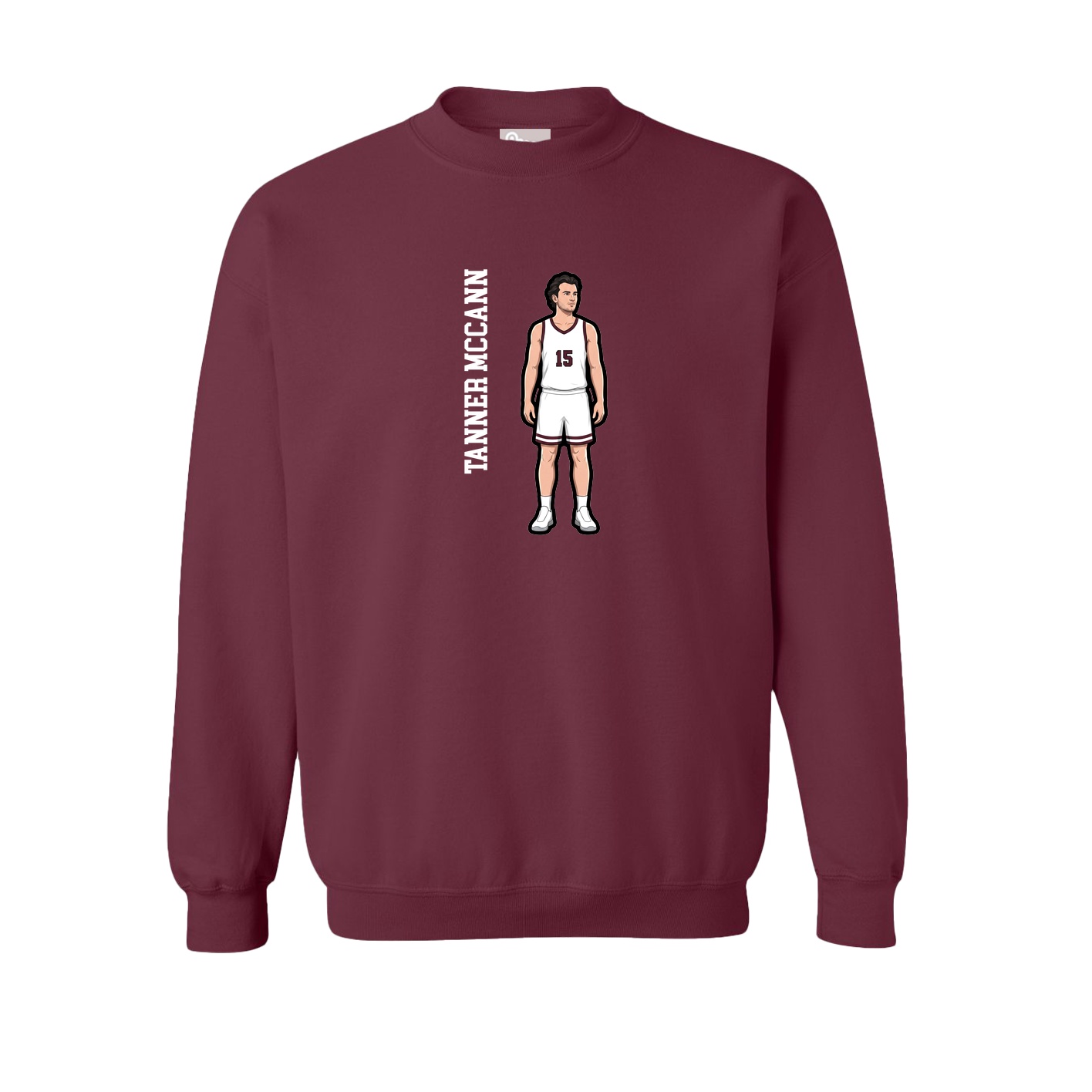 Fleece Crew — Name Vertical in Maroon