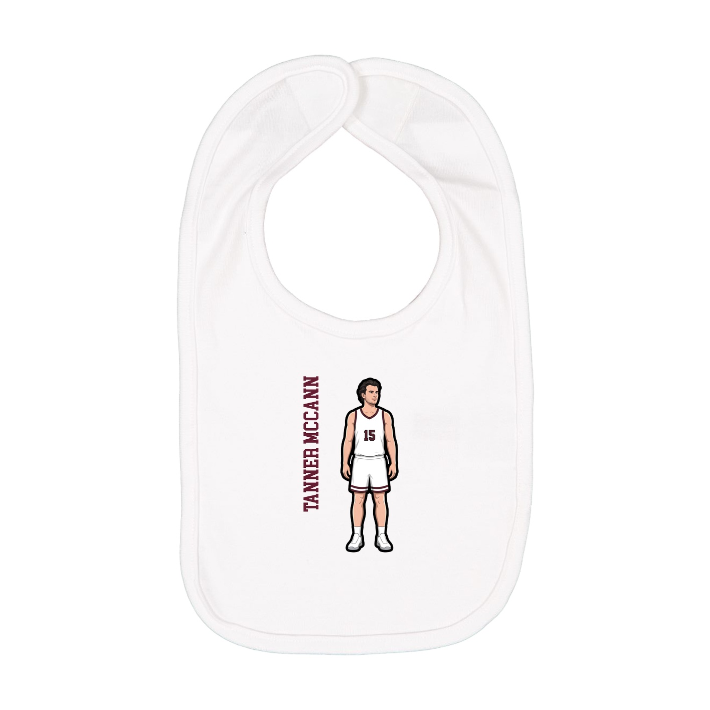 Infant Bib — Name Vertical in White