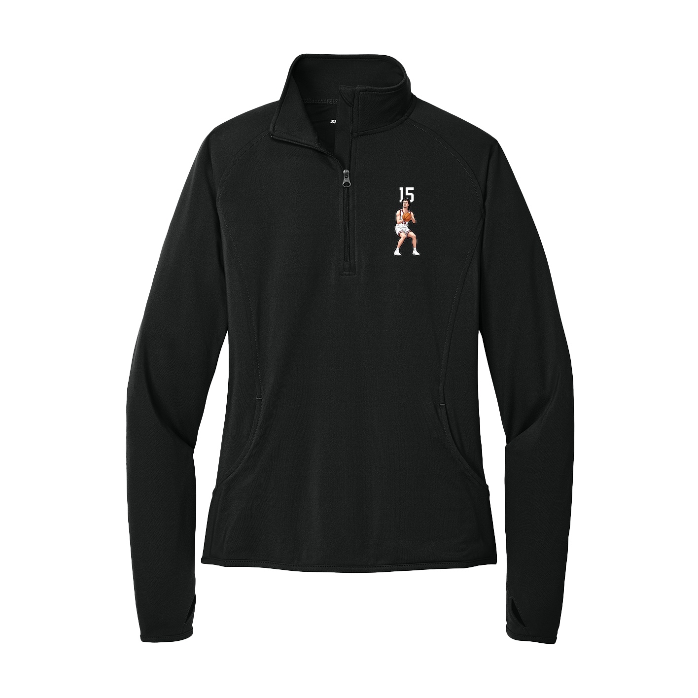 Women's Q-Zip Pullover — Number Top in Black