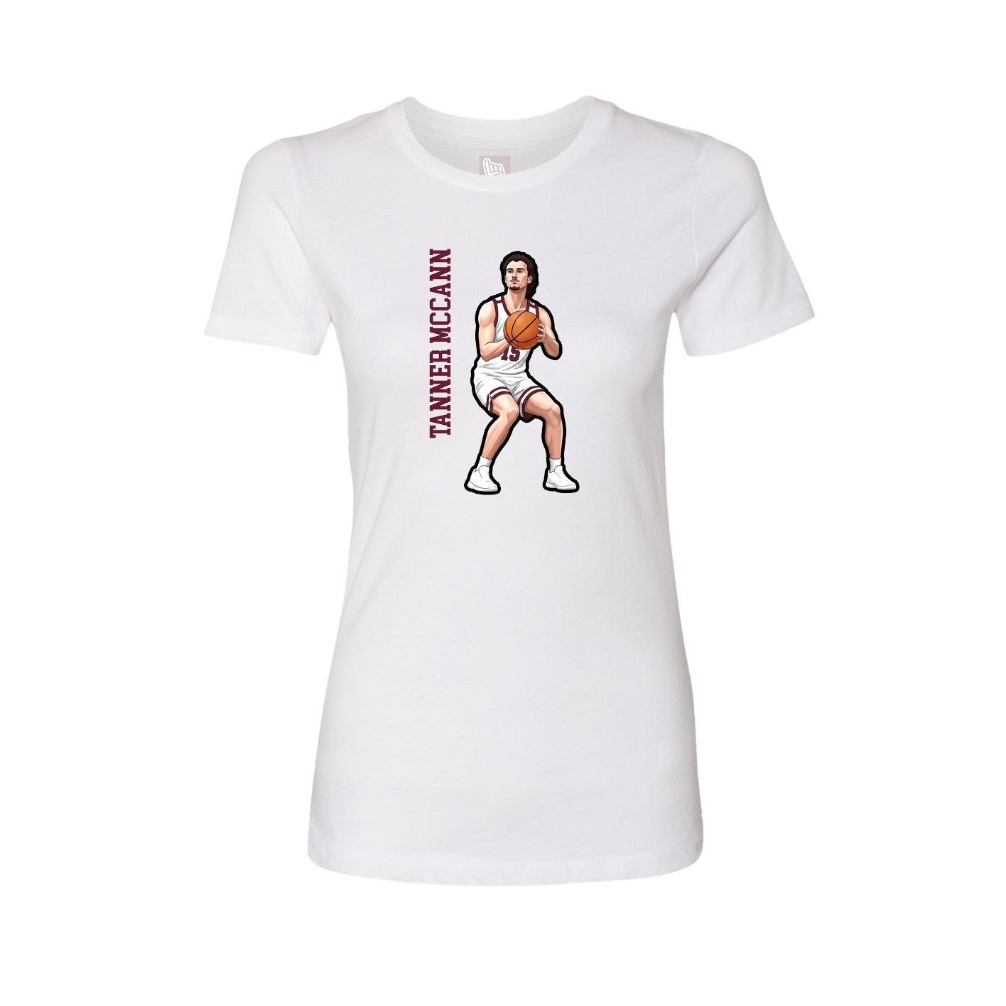 Fitted Women's Tee — Name Vertical in White
