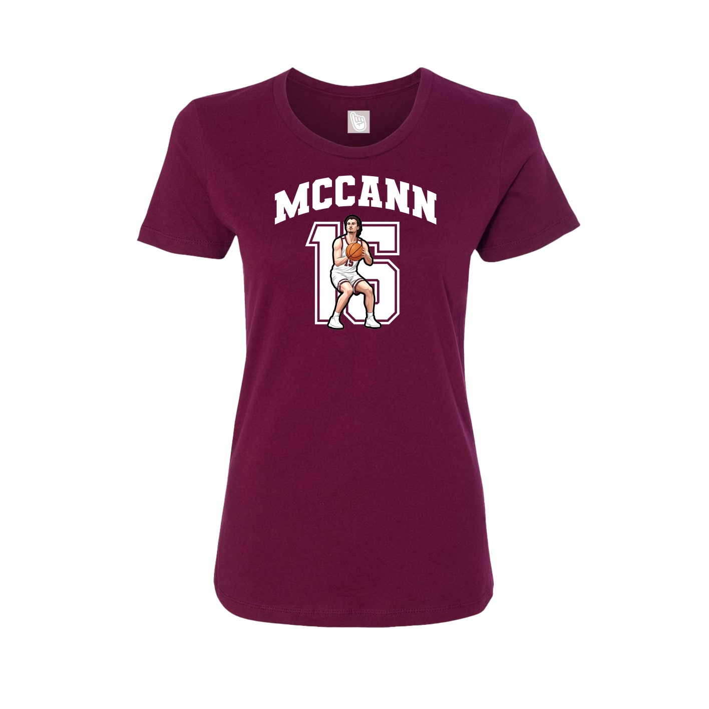 Fitted Women's Tee — Number in Maroon