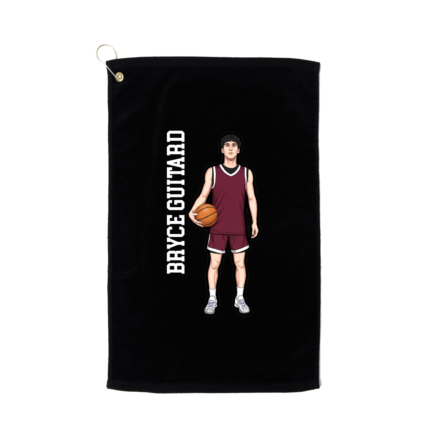 Golf Towel — Name Vertical in Black