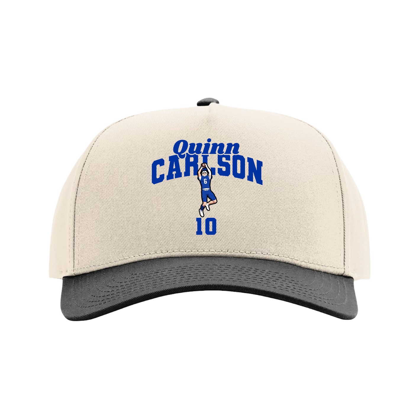 Full Fabric Five-Panel Champ Cap — Signature Arch in Cream/Black