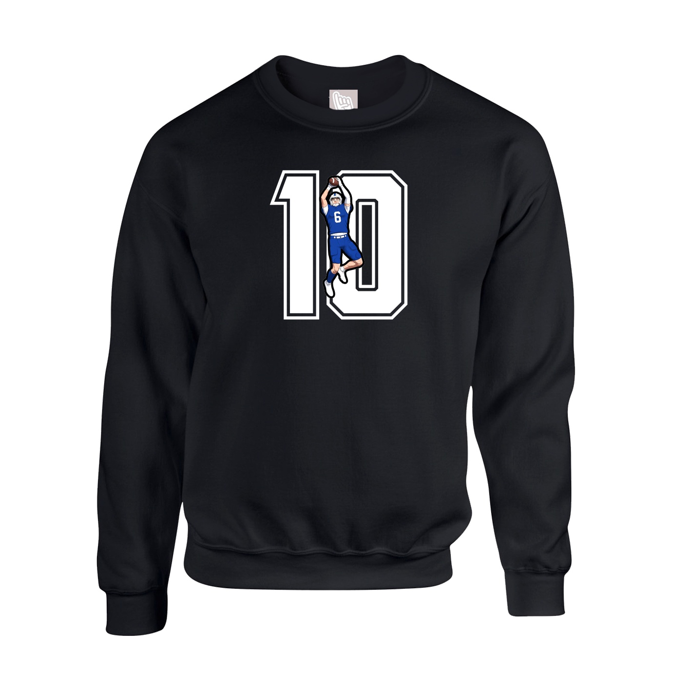 Fleece Crew — Number in Black