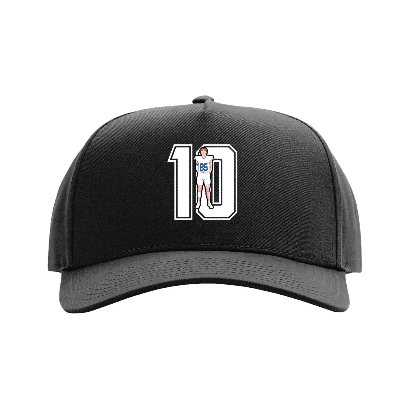 Full Fabric Five-Panel Champ Cap — Number in Black