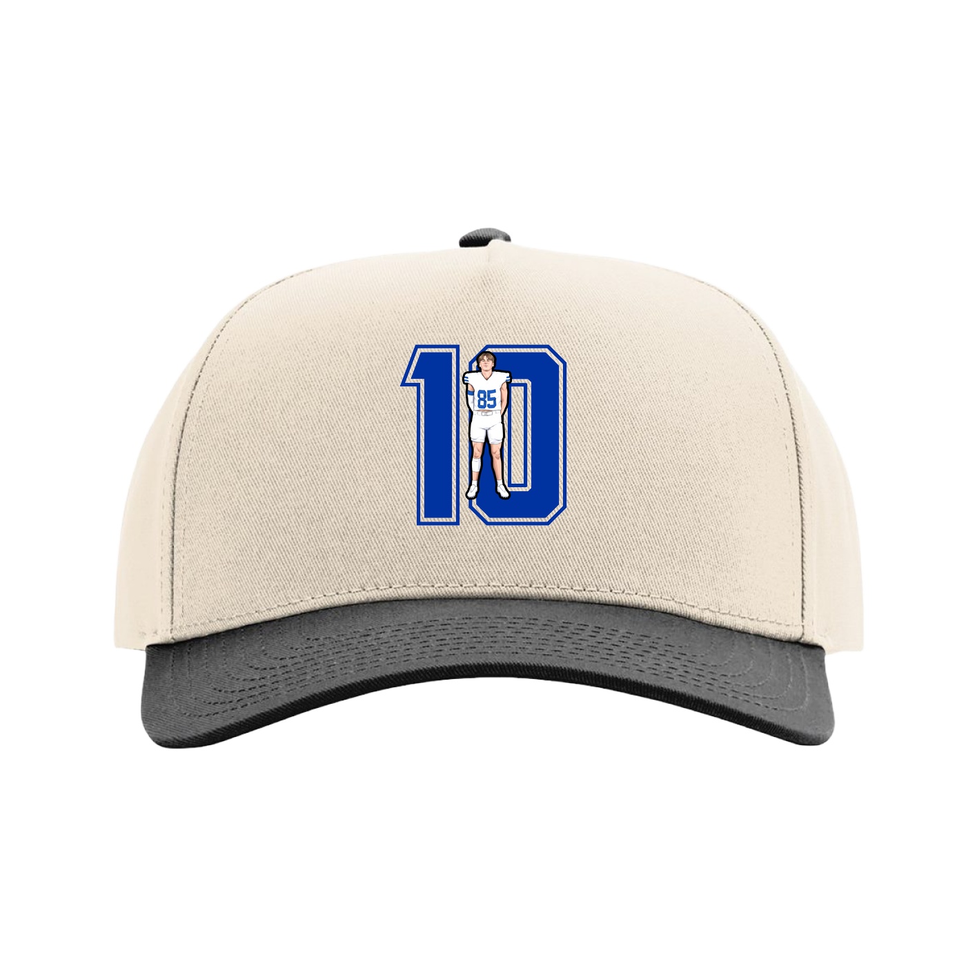 Full Fabric Five-Panel Champ Cap — Number in Cream/Black