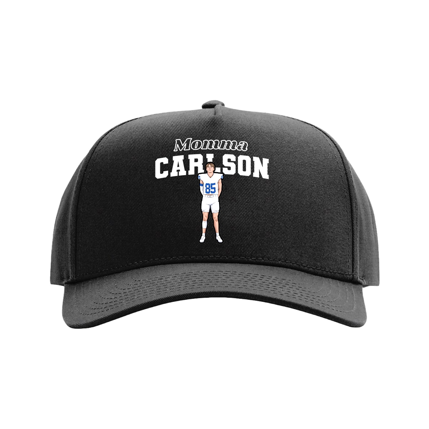 Full Fabric Five-Panel Champ Cap — Mothers Day Block in Black