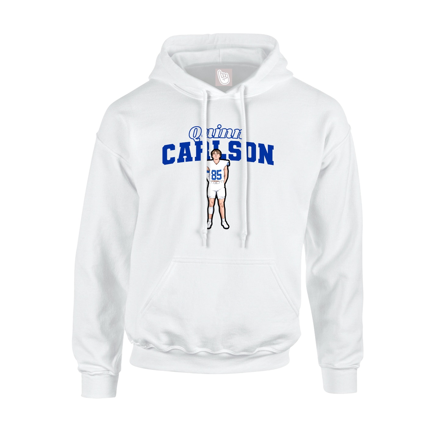 Youth Hoodie — Name Arch in White