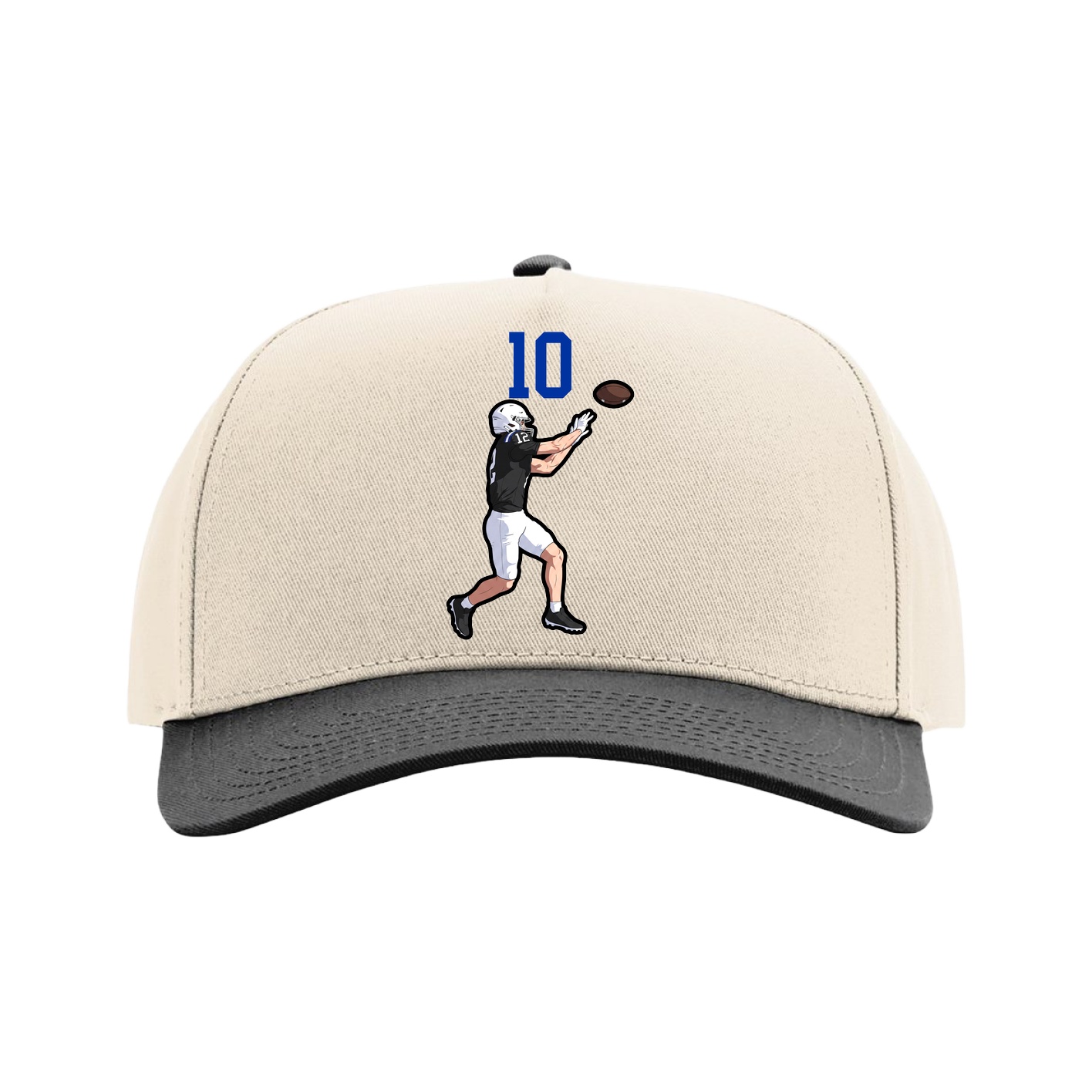 Full Fabric Five-Panel Champ Cap — Number Top in Cream/Black