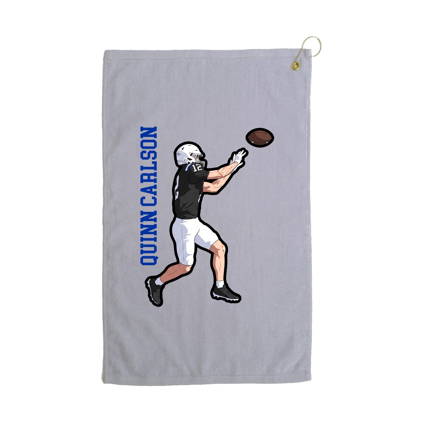 Golf Towel — Name Vertical in Grey