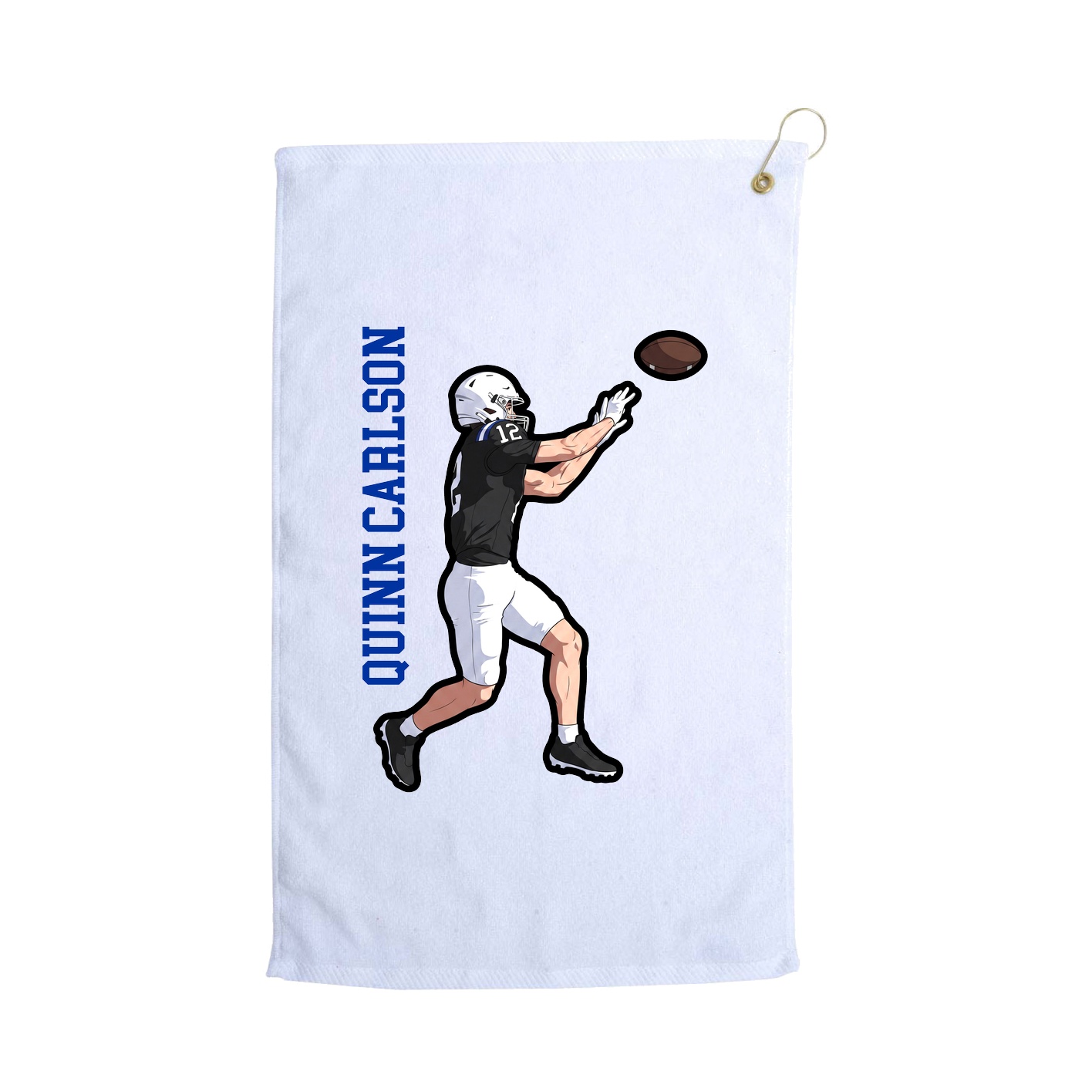 Golf Towel — Name Vertical in White