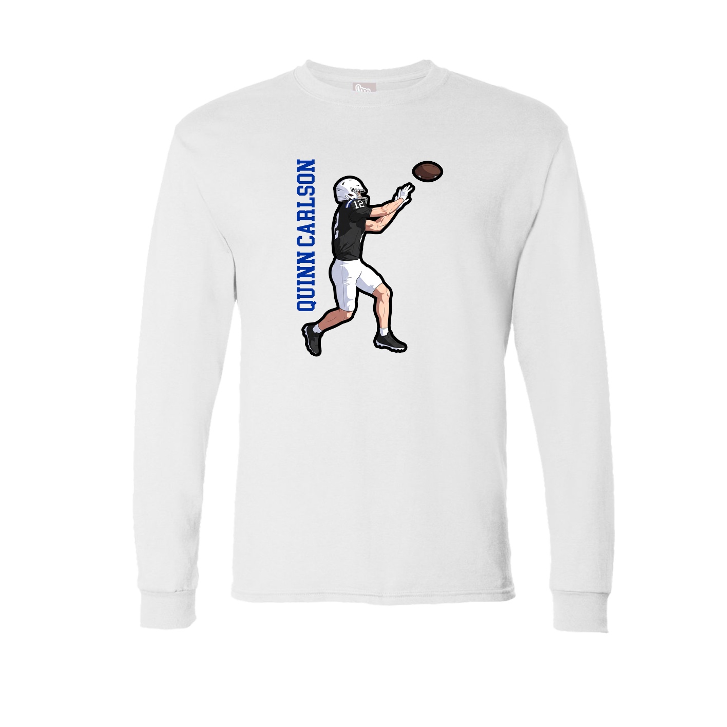 Long Sleeve Tee — Name Vertical in White