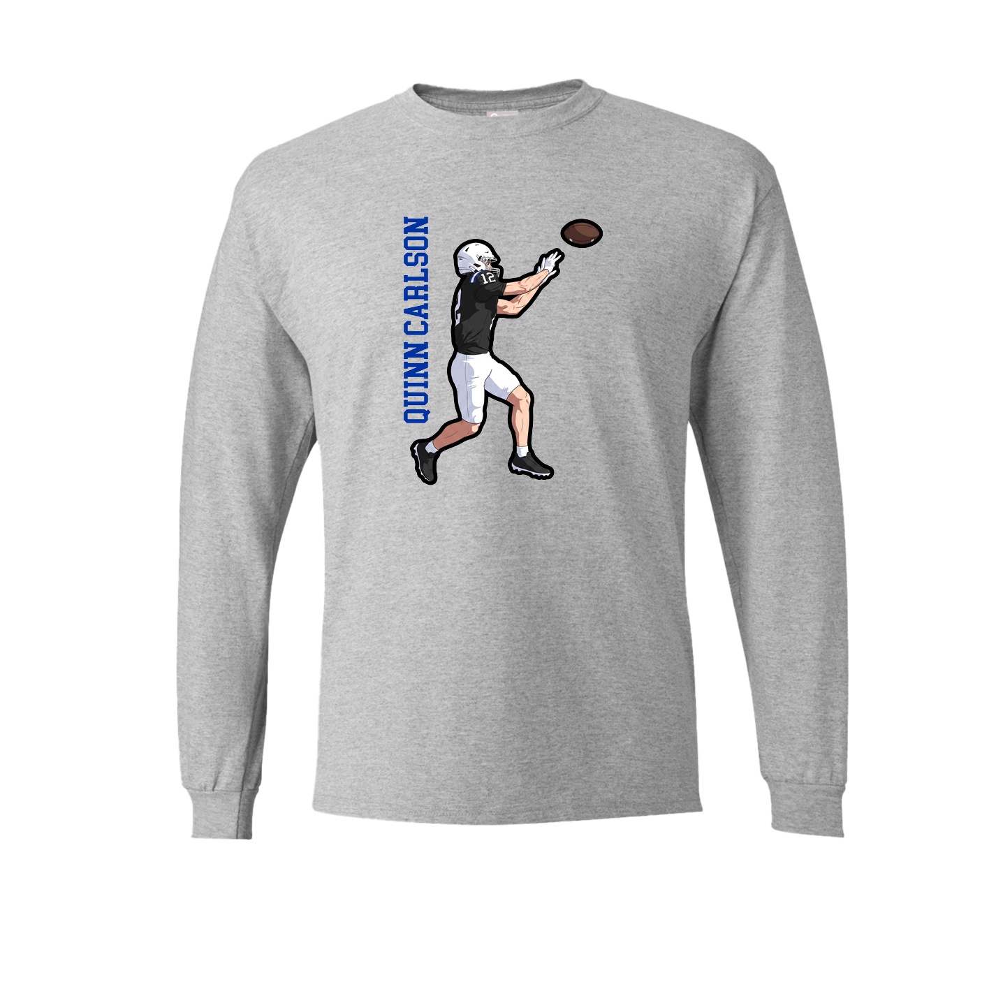 Long Sleeve Tee — Name Vertical in Grey