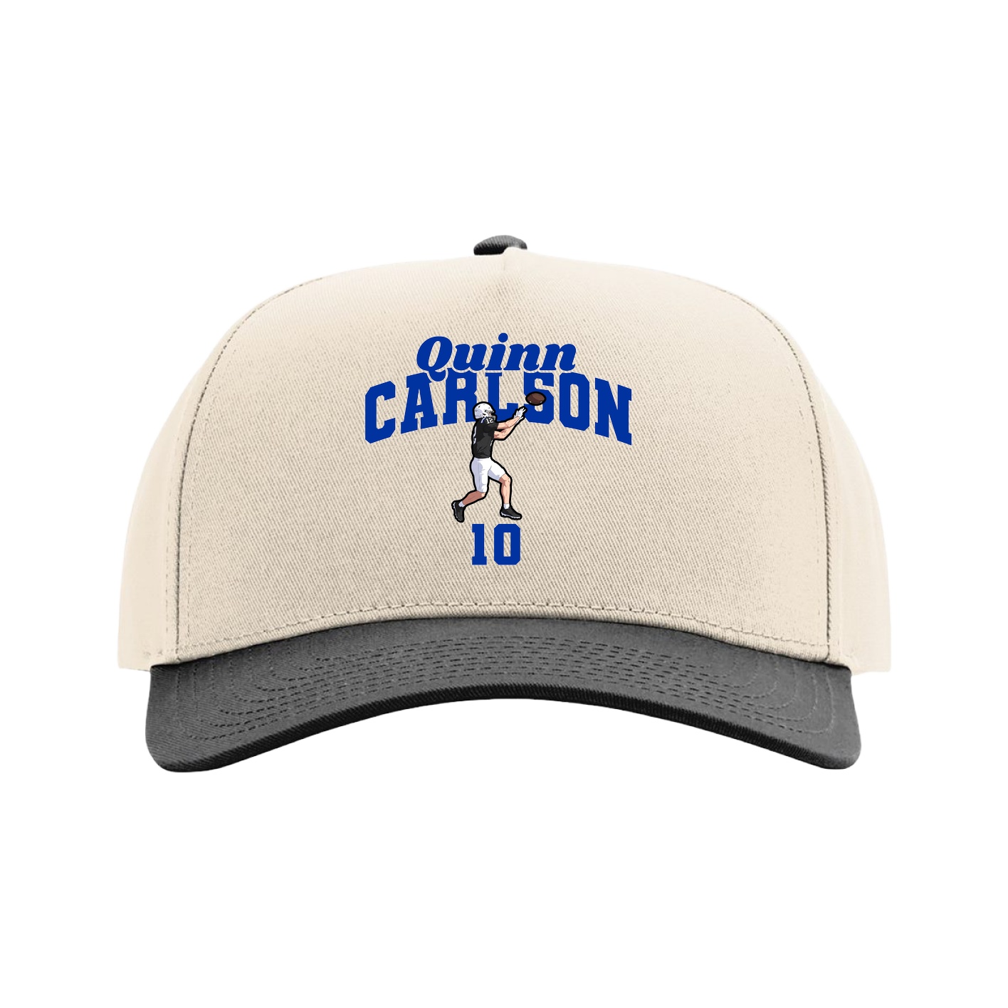 Full Fabric Five-Panel Champ Cap — Signature Arch in Cream/Black