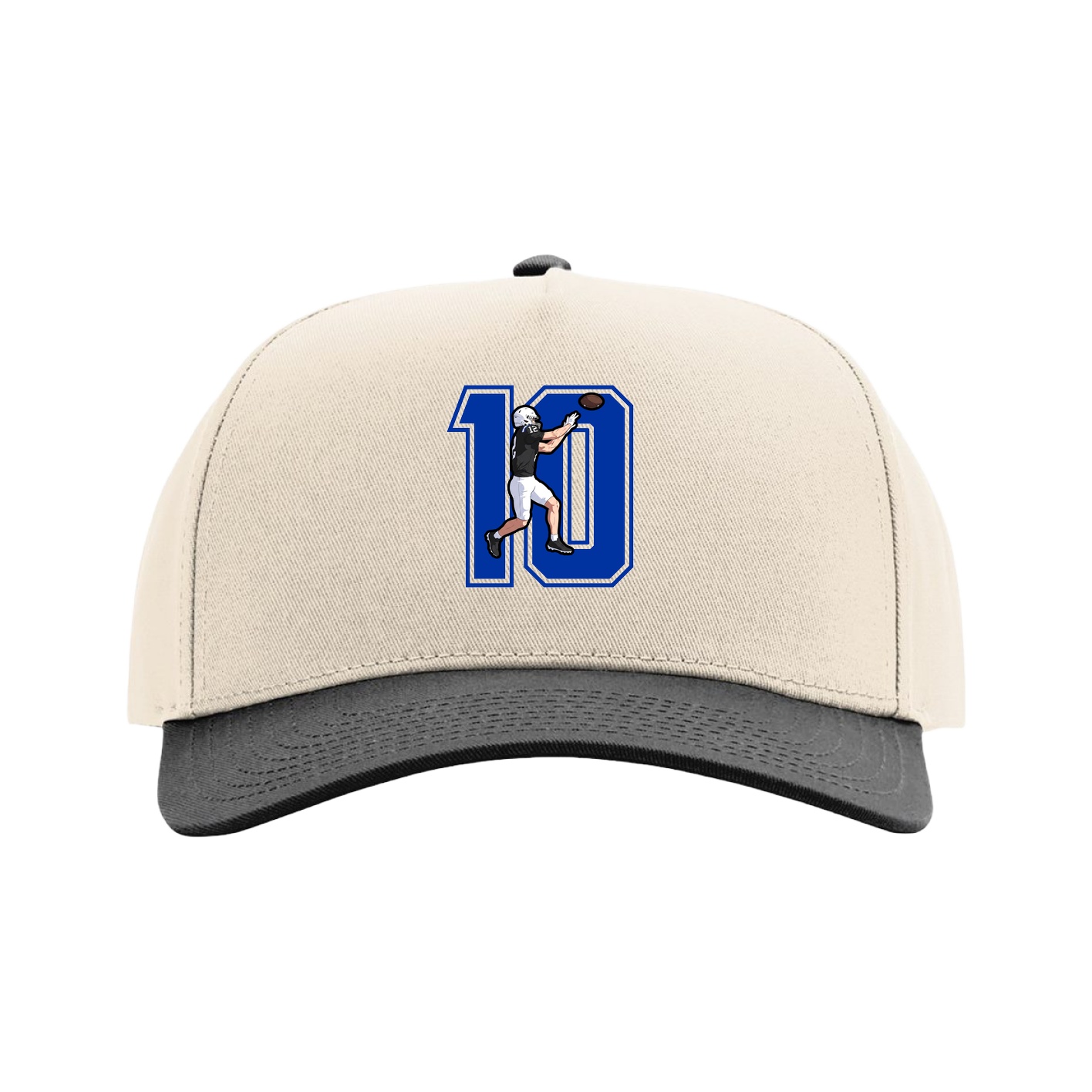 Full Fabric Five-Panel Champ Cap — Number in Cream/Black