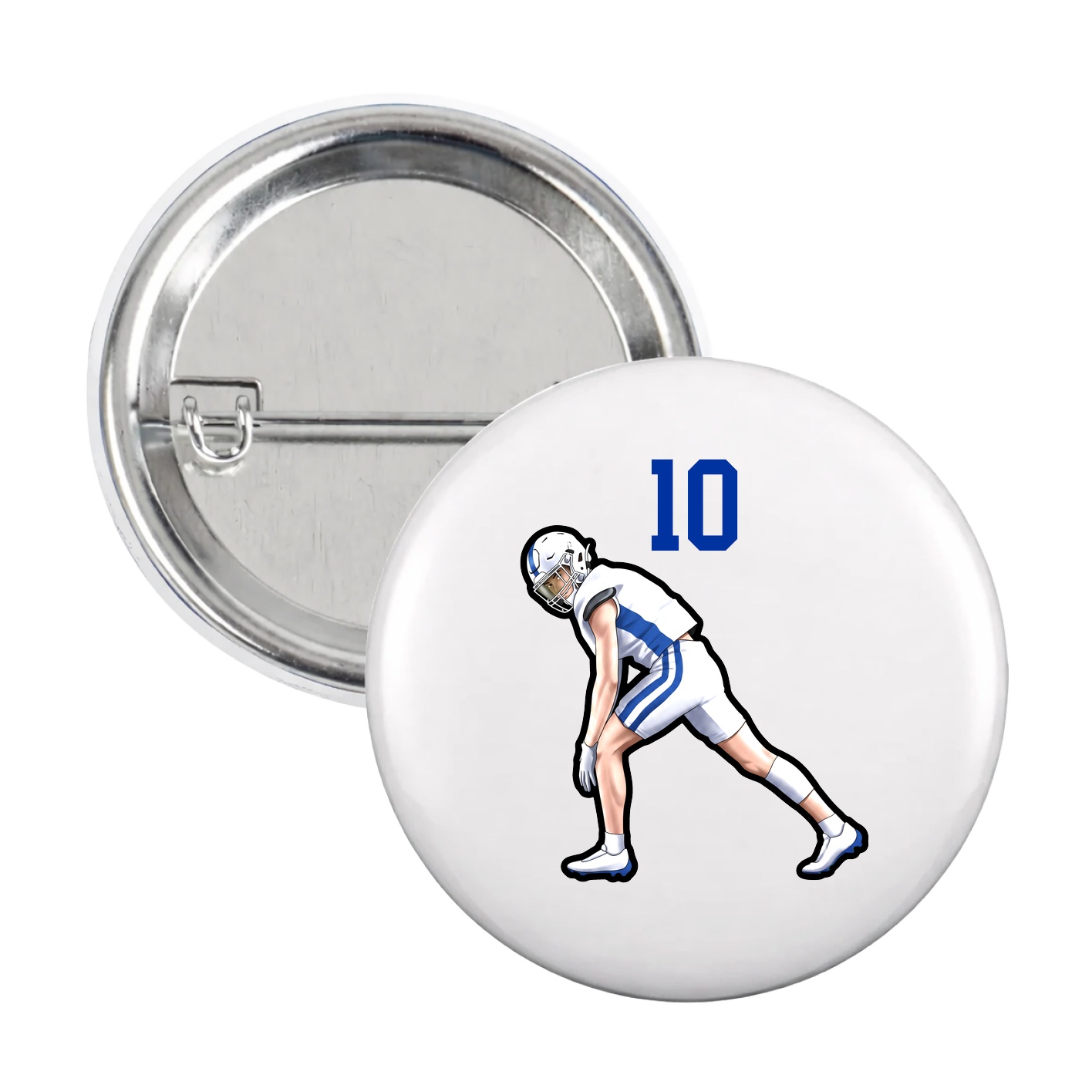 Game Day Button — Number Top in White