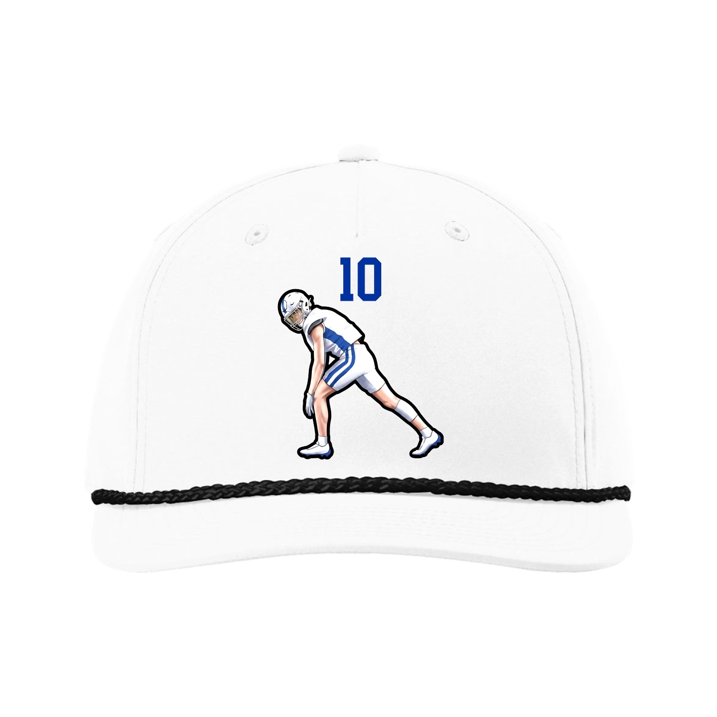 Five-Panel Classic Rope Cap — Number Top in White