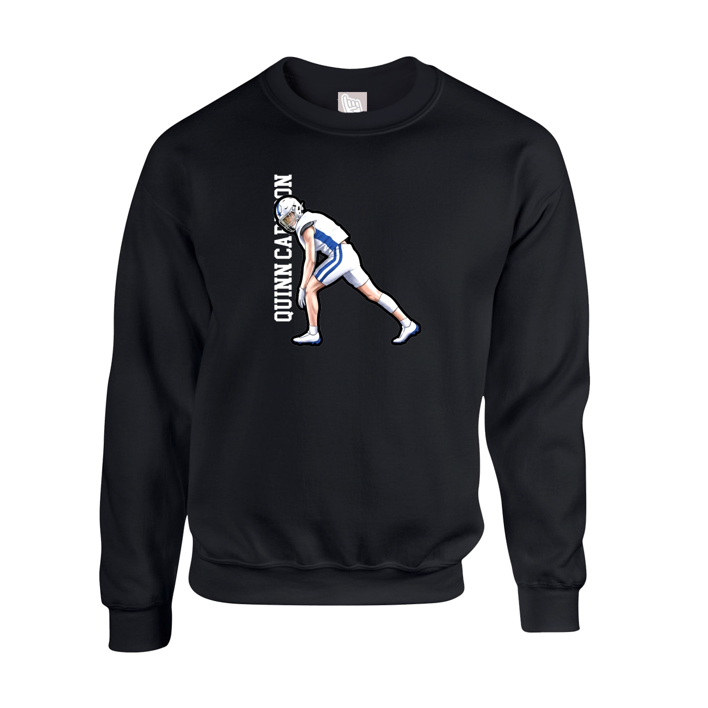 Fleece Crew — Name Vertical in Black