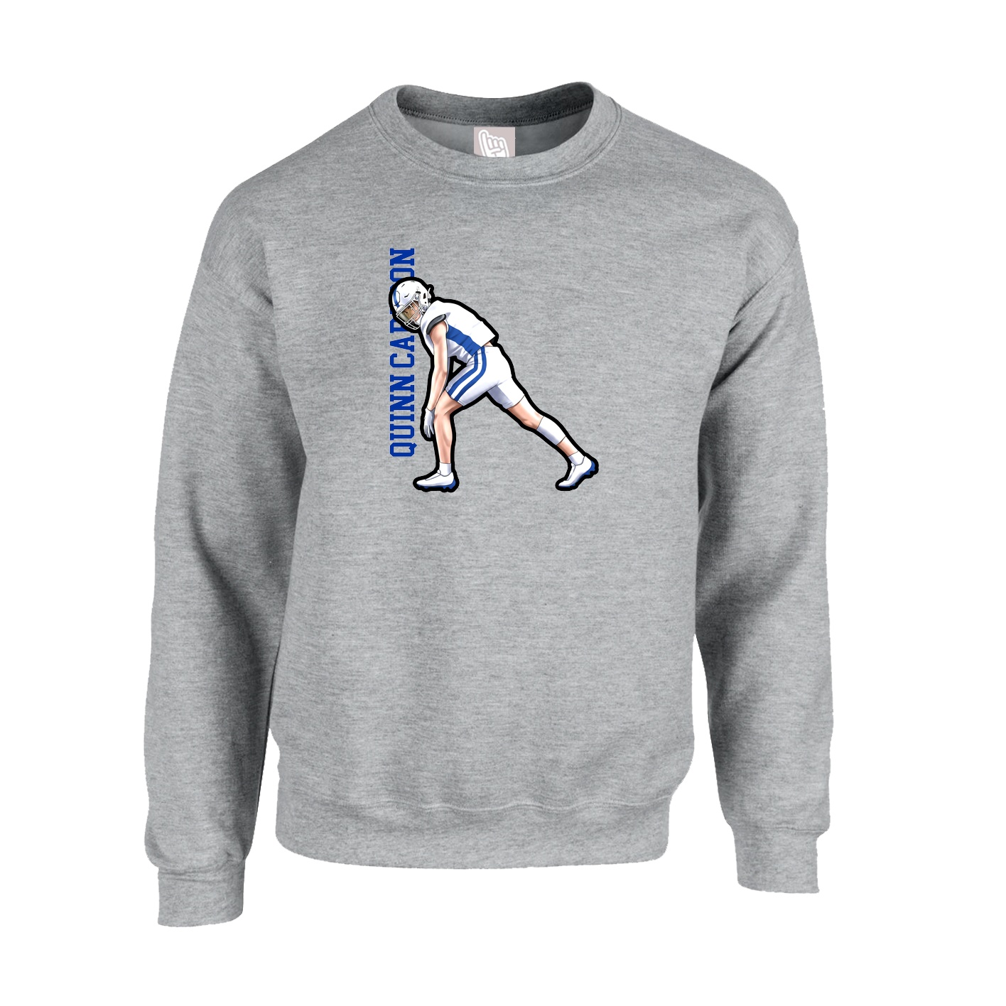 Fleece Crew — Name Vertical in Grey