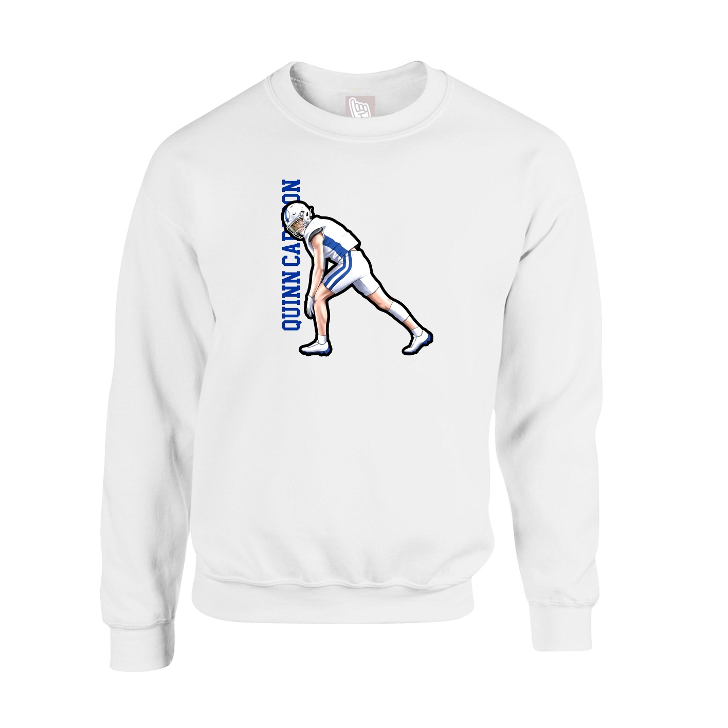 Fleece Crew — Name Vertical in White