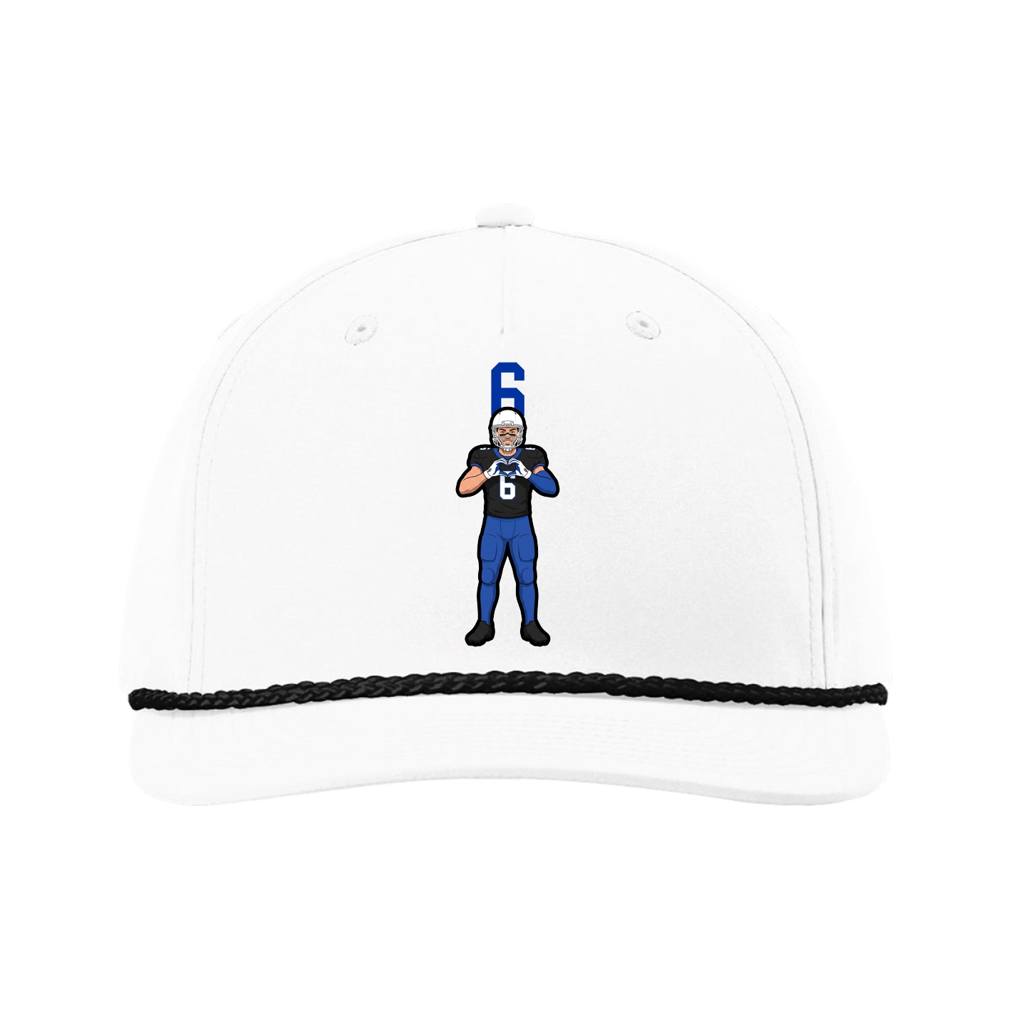 Five-Panel Classic Rope Cap — Number Top in White