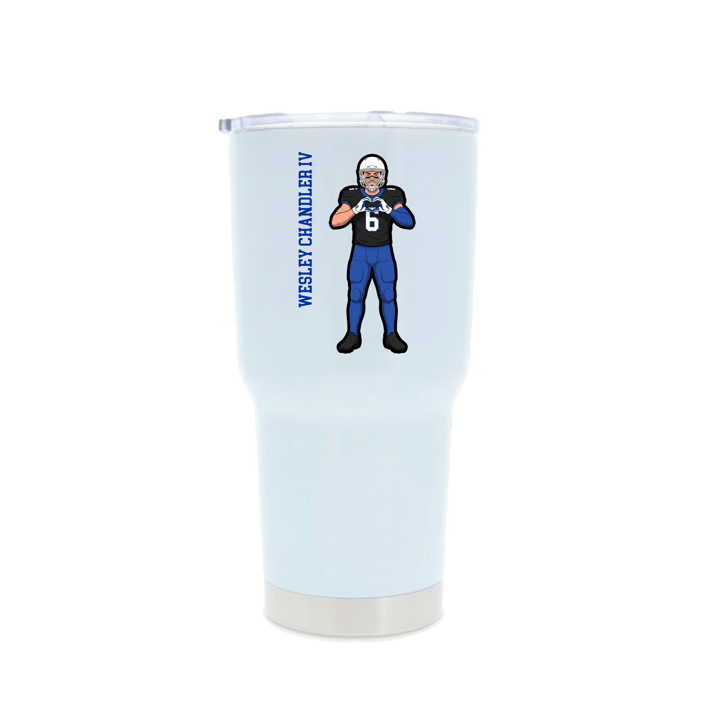30oz Stainless Steel Tumbler — Name Vertical in White