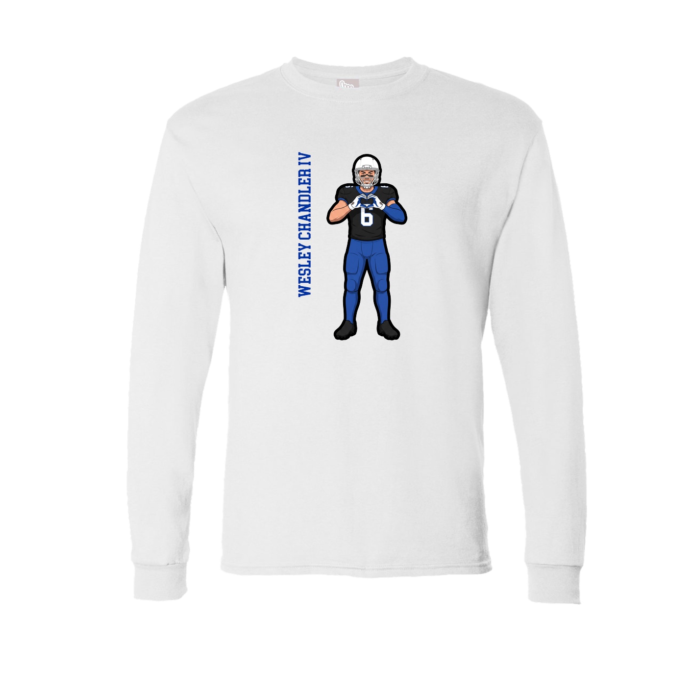 Long Sleeve Tee — Name Vertical in White