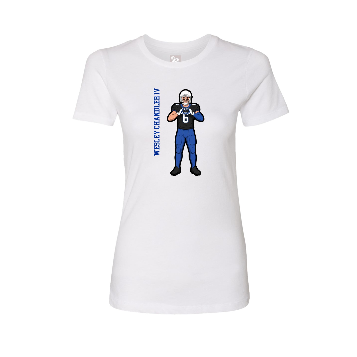 Fitted Women's Tee — Name Vertical in White