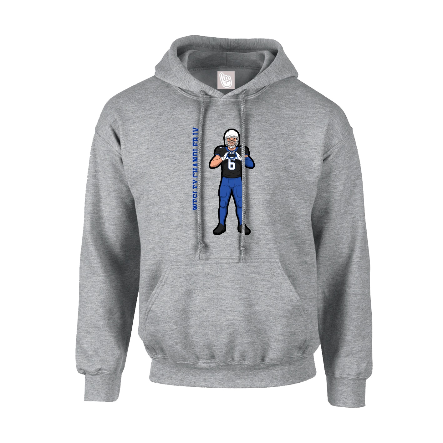 Youth Hoodie — Name Vertical in Grey