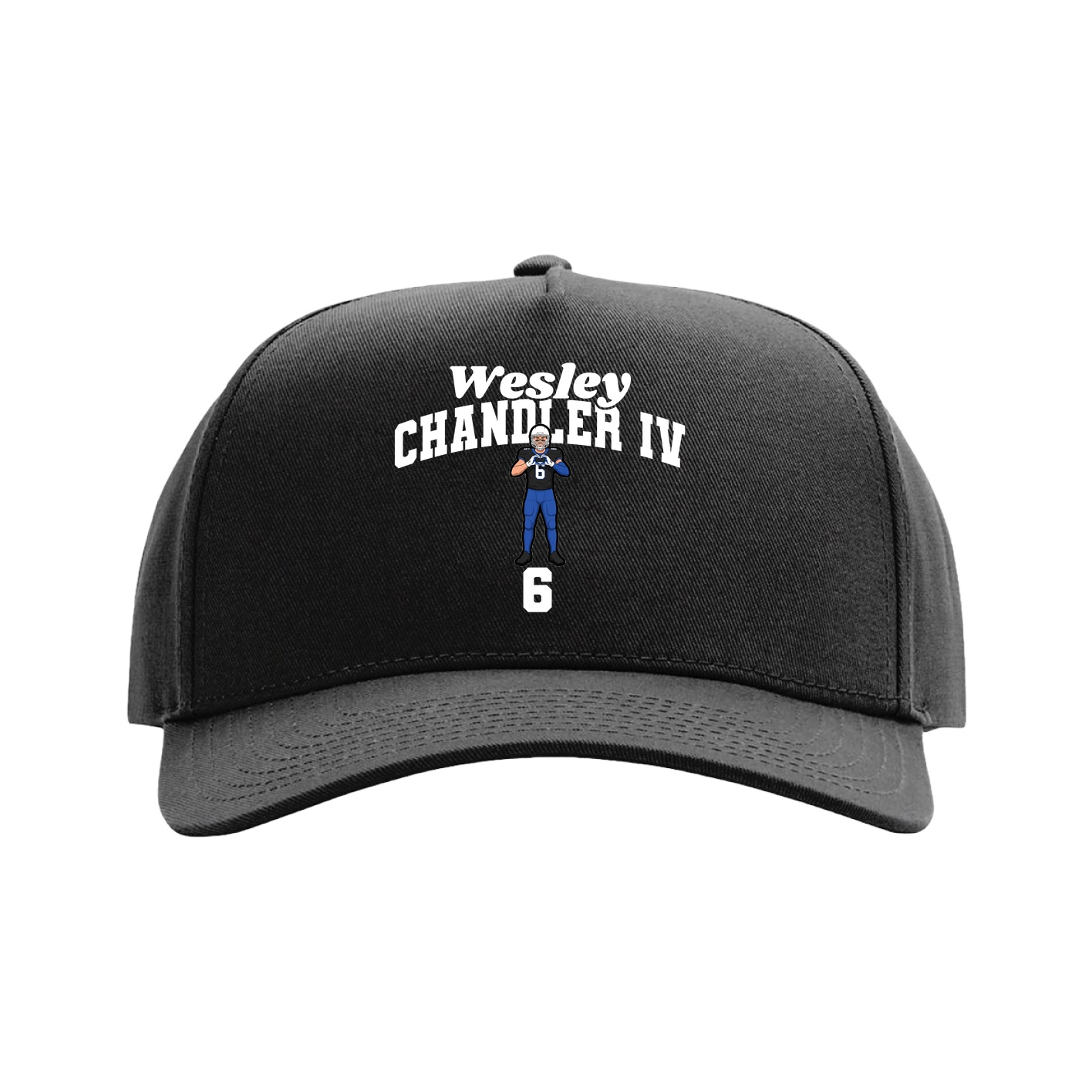 Full Fabric Five-Panel Champ Cap — Signature Arch in Black