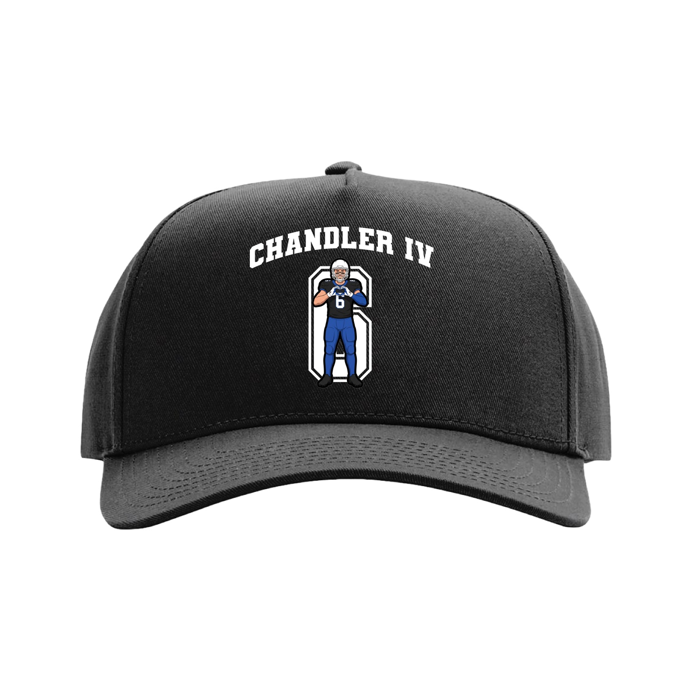 Full Fabric Five-Panel Champ Cap — Number in Black
