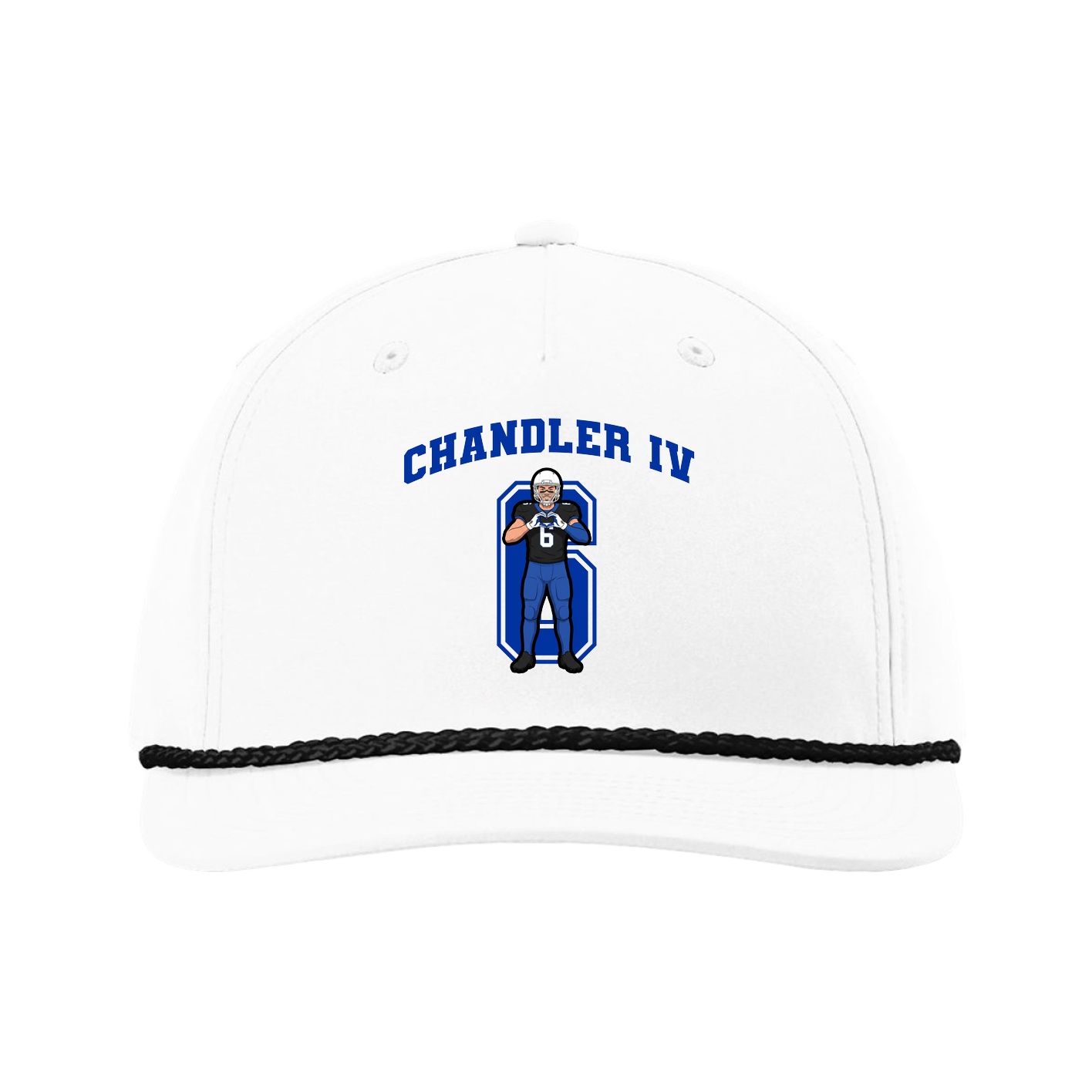 Five-Panel Classic Rope Cap — Number in White