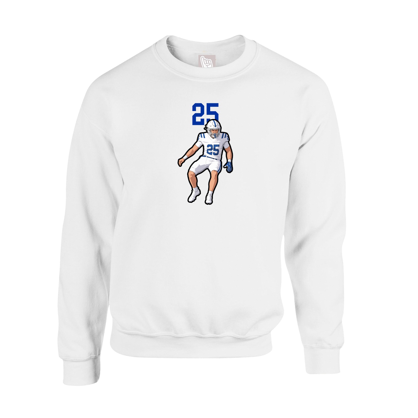 Fleece Crew — Number Top in White