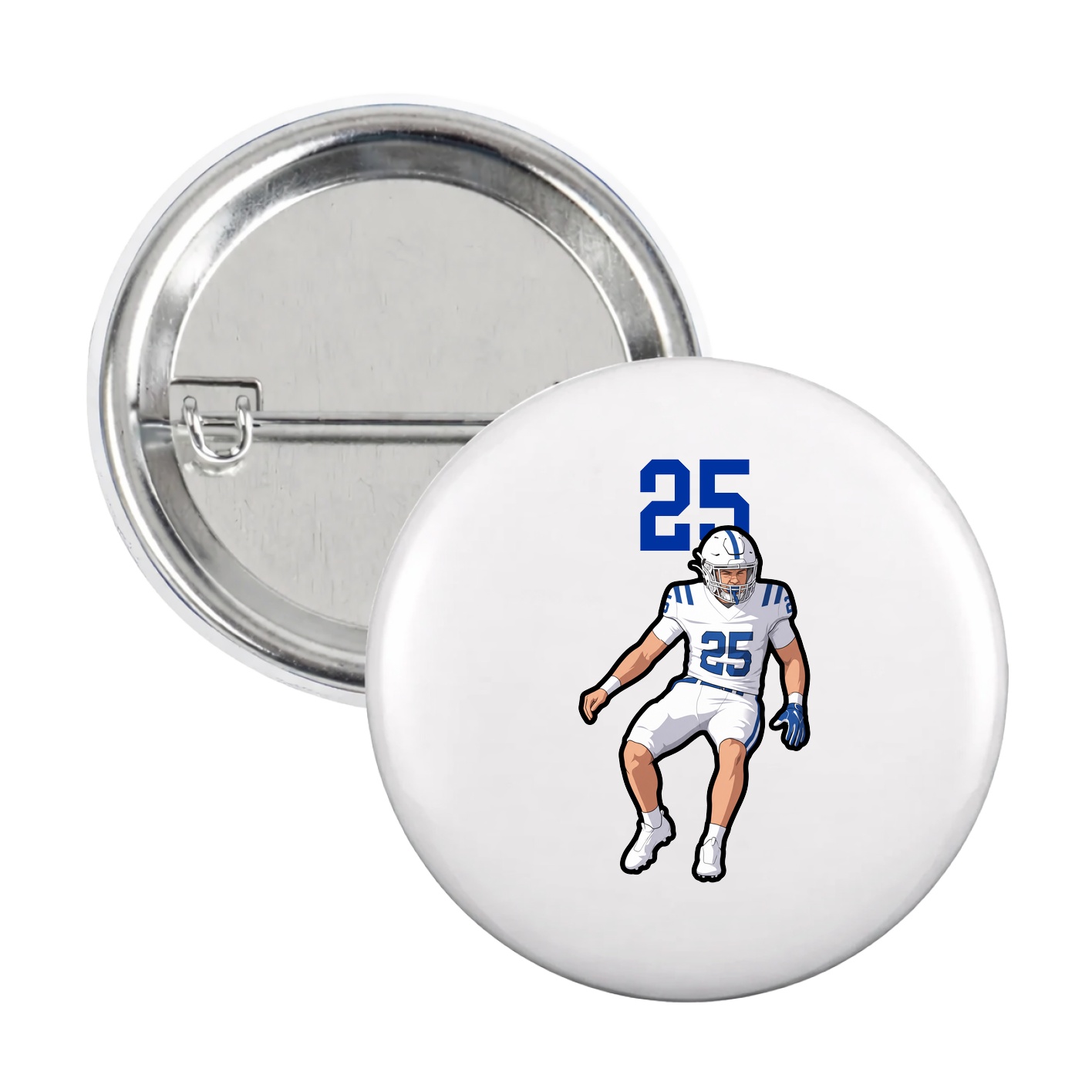 Game Day Button — Number Top in White