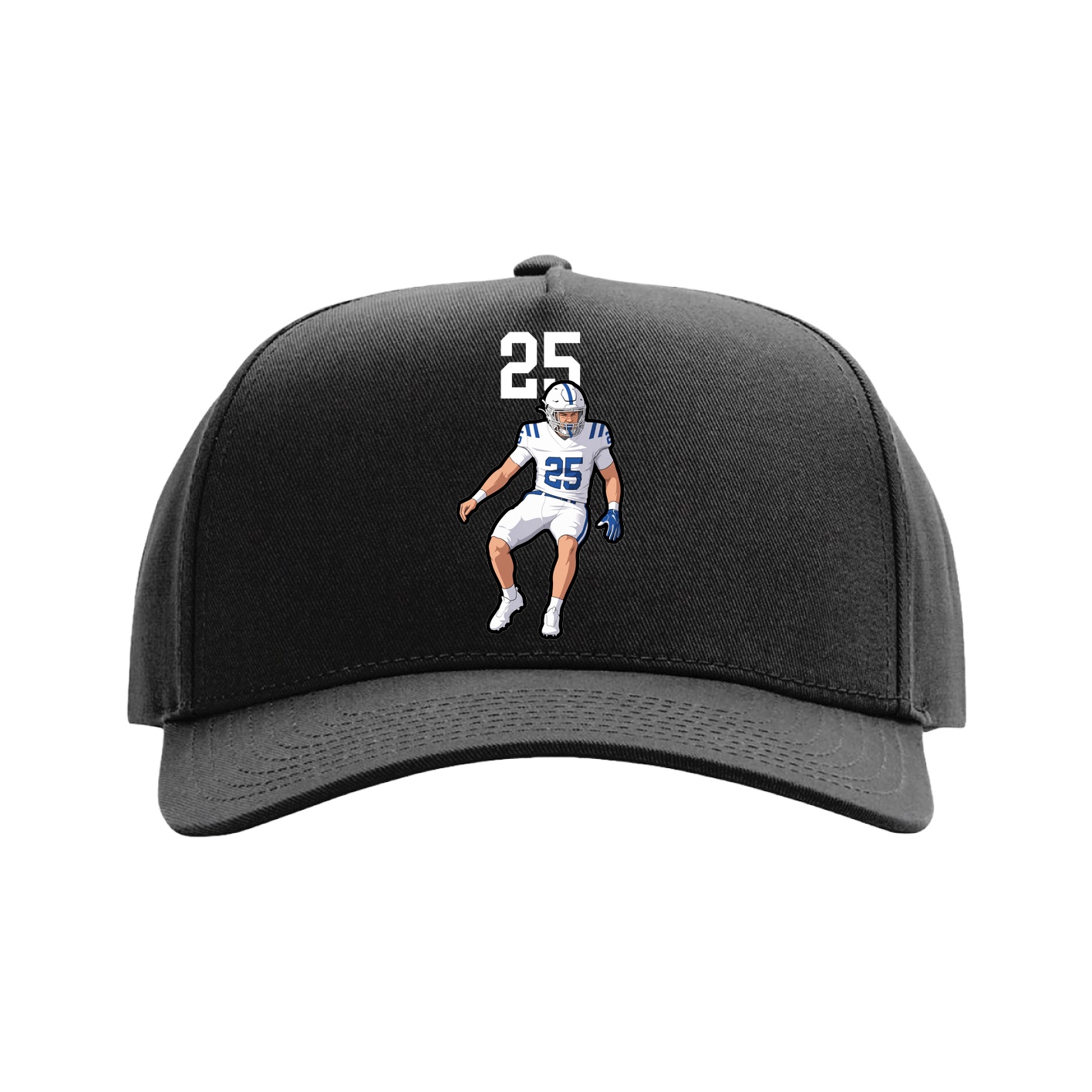 Full Fabric Five-Panel Champ Cap — Number Top in Black