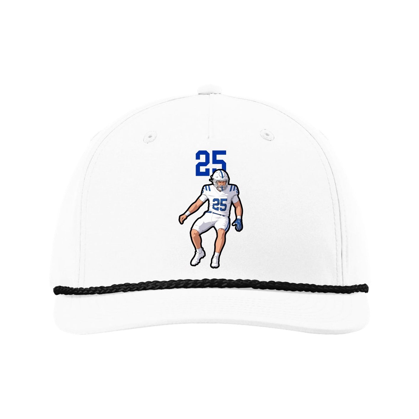 Five-Panel Classic Rope Cap — Number Top in White