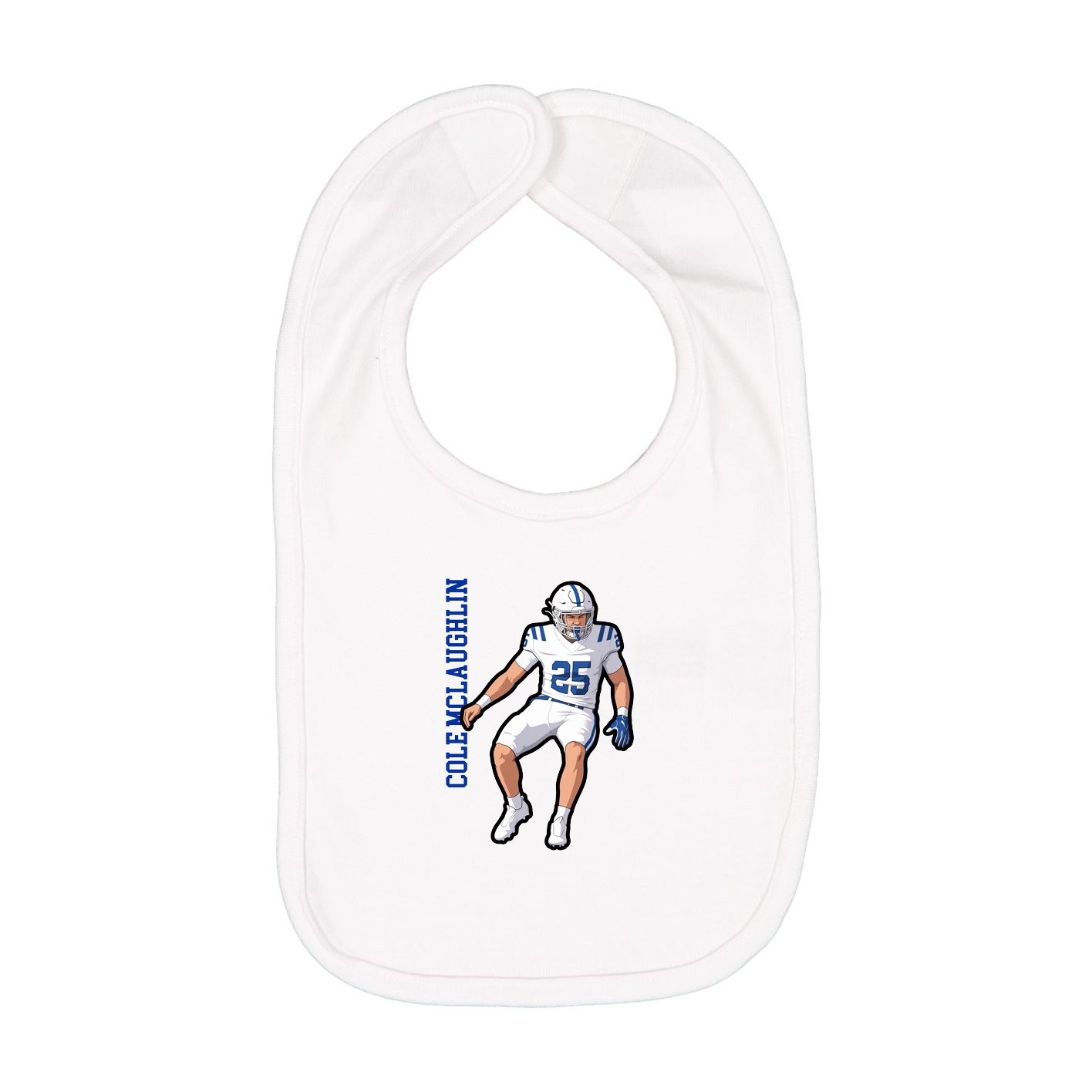 Infant Bib — Name Vertical in White