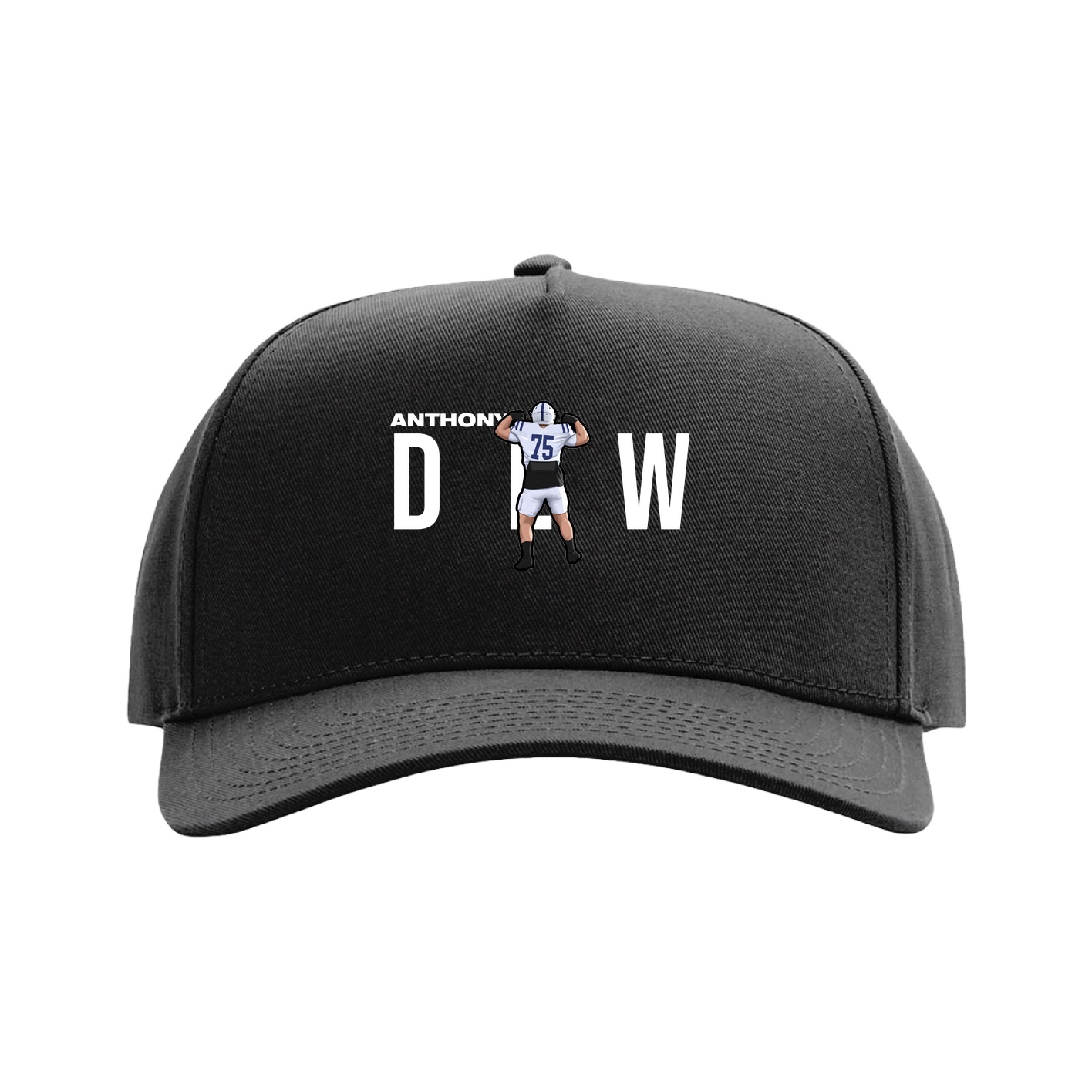 Full Fabric Five-Panel Champ Cap — Player Name in Black
