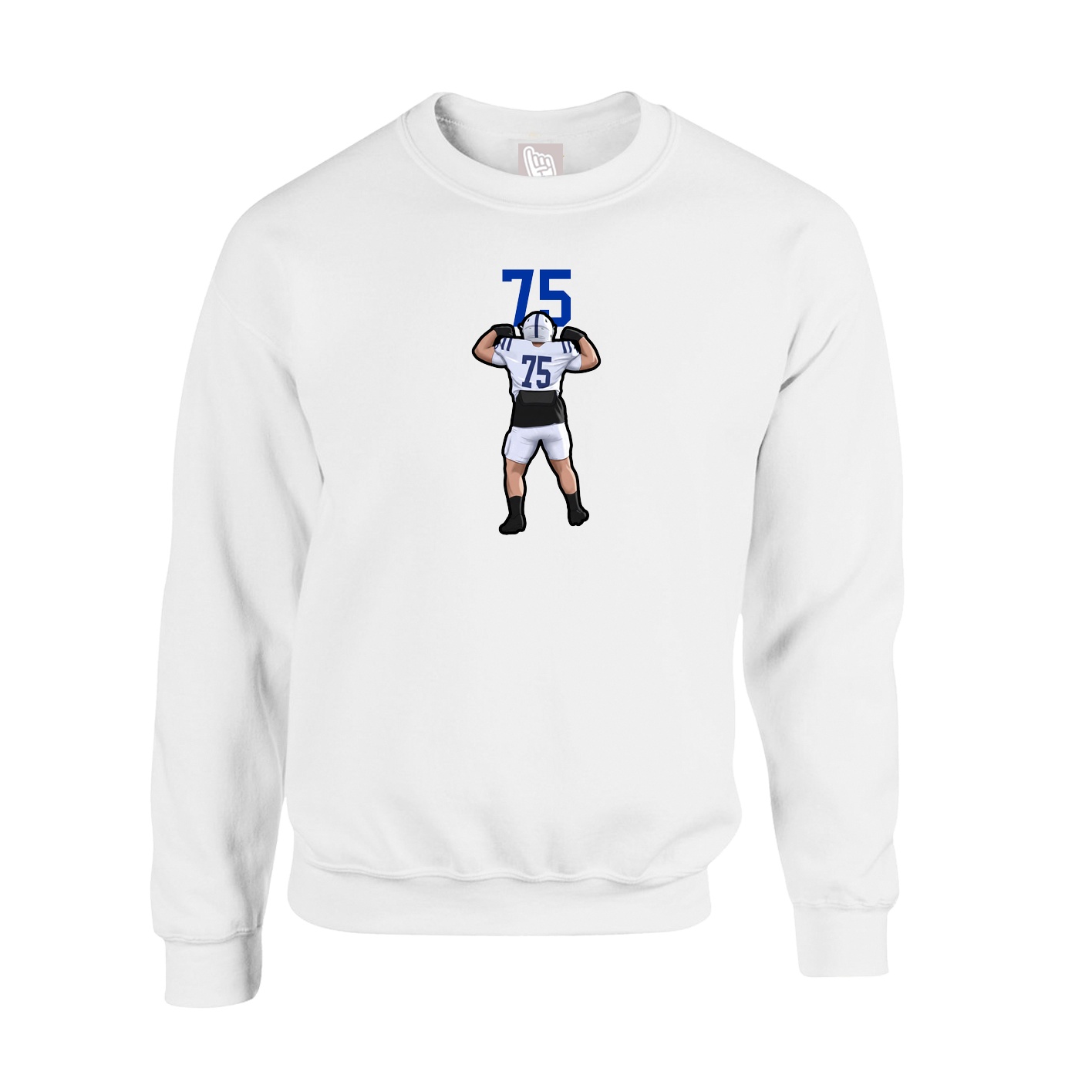 Fleece Crew — Number Top in White