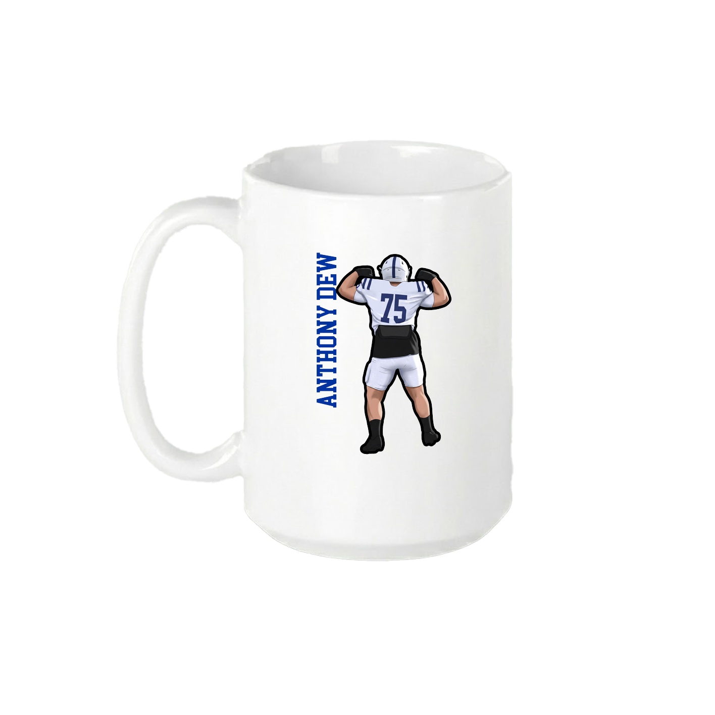 15oz Coffee Mug — Name Vertical in White
