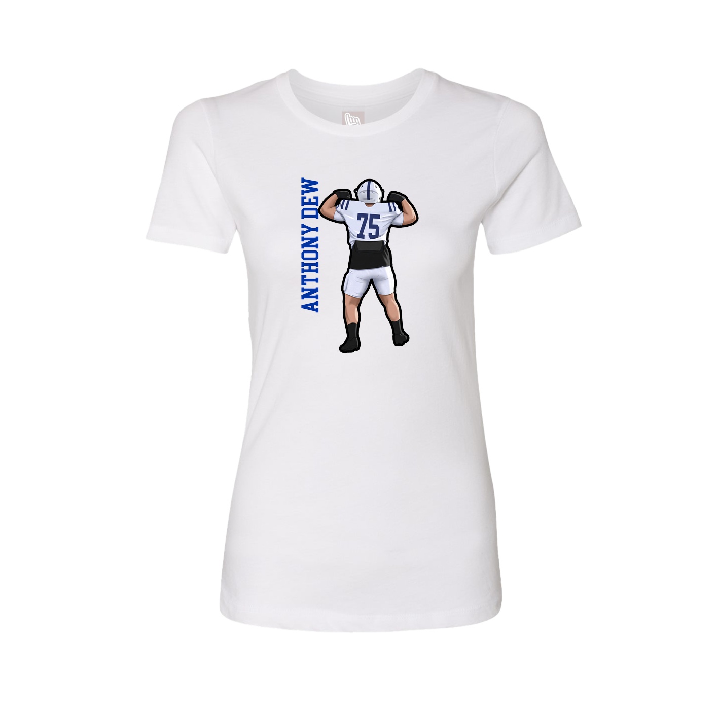 Fitted Women's Tee — Name Vertical in White