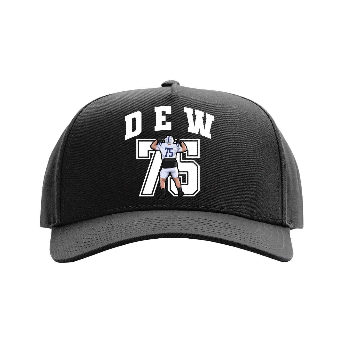 Full Fabric Five-Panel Champ Cap — Number in Black
