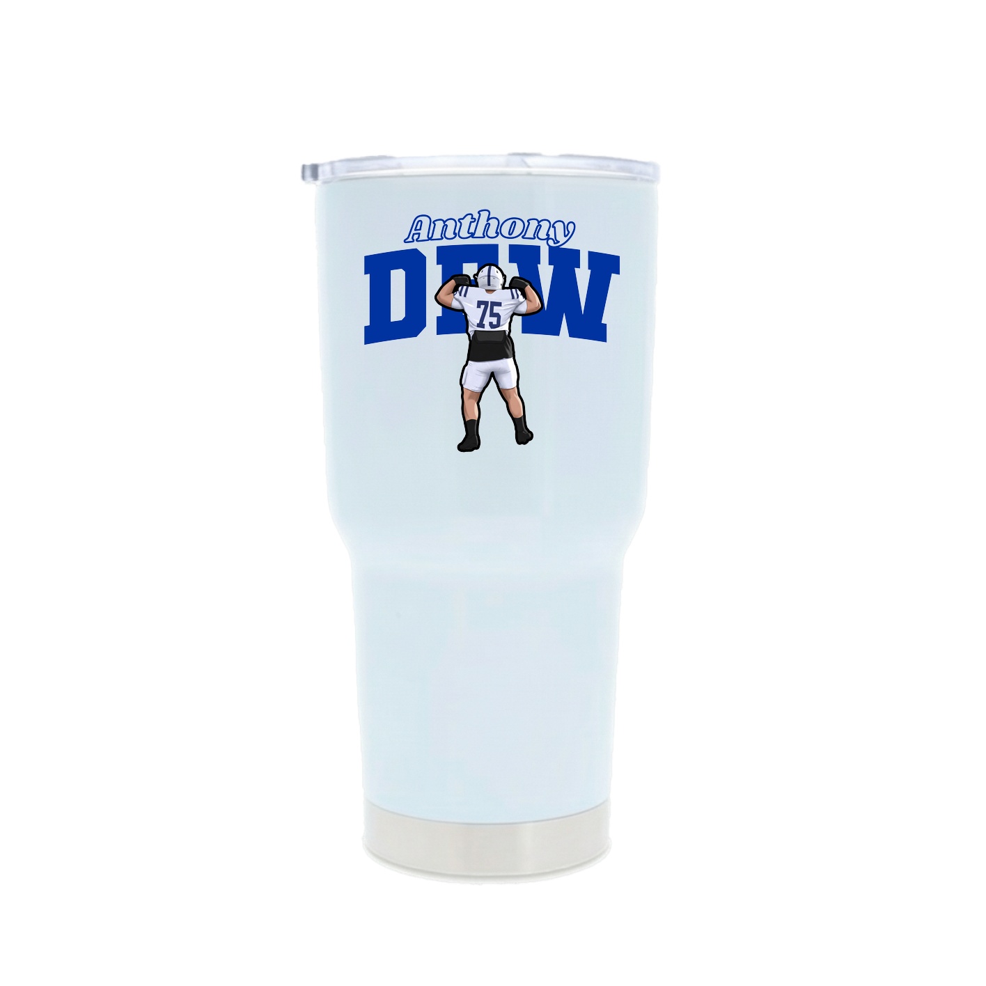 30oz Stainless Steel Tumbler — Name Arch in White
