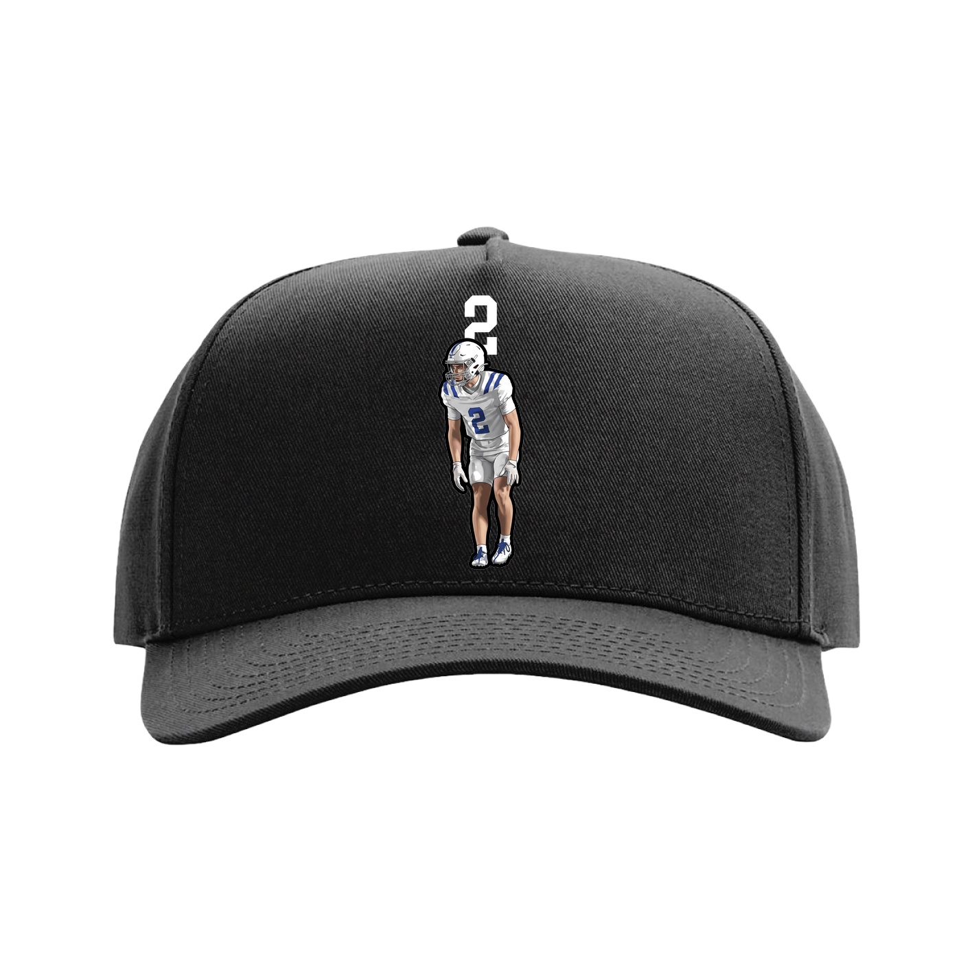Full Fabric Five-Panel Champ Cap — Number Top in Black