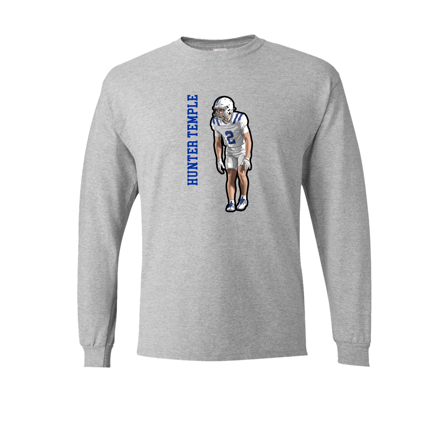 Long Sleeve Tee — Name Vertical in Grey