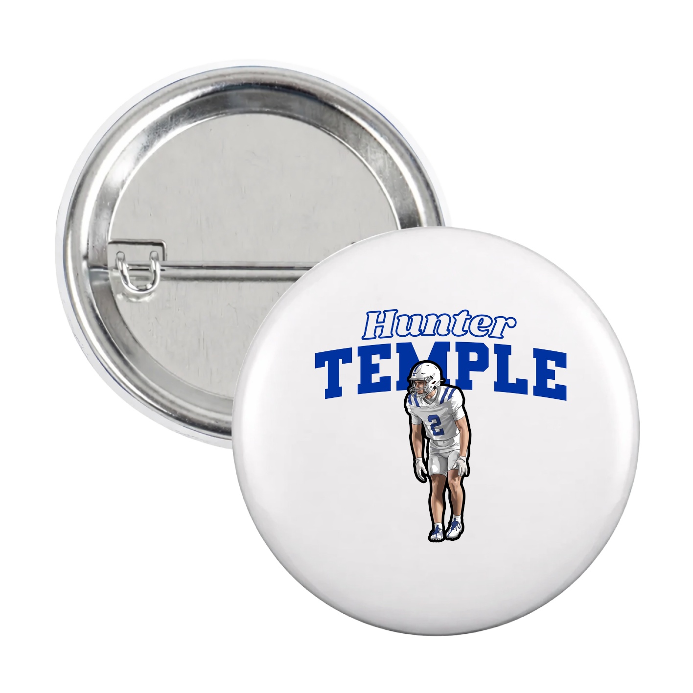 Game Day Button — Name Arch in White