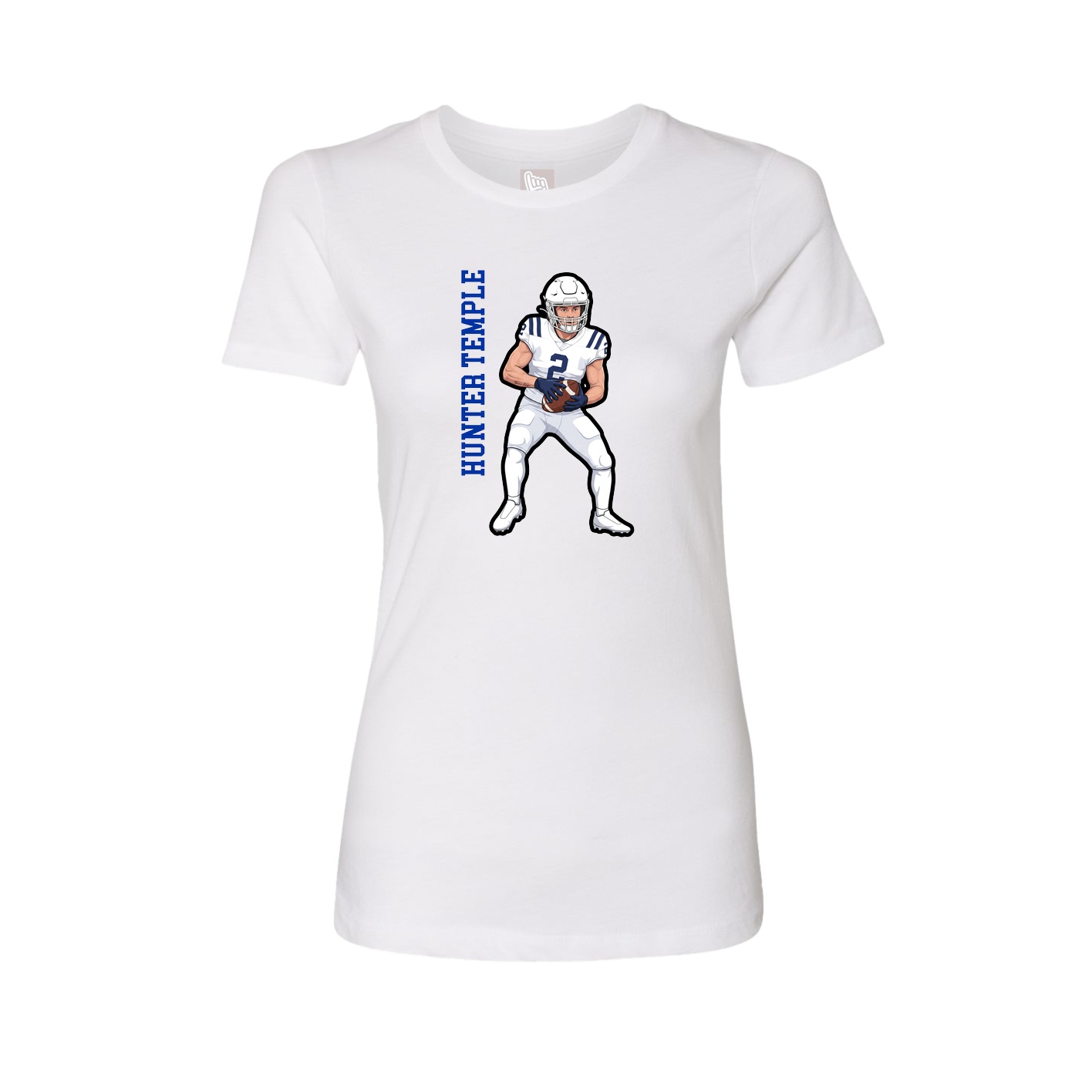 Fitted Women's Tee — Name Vertical in White